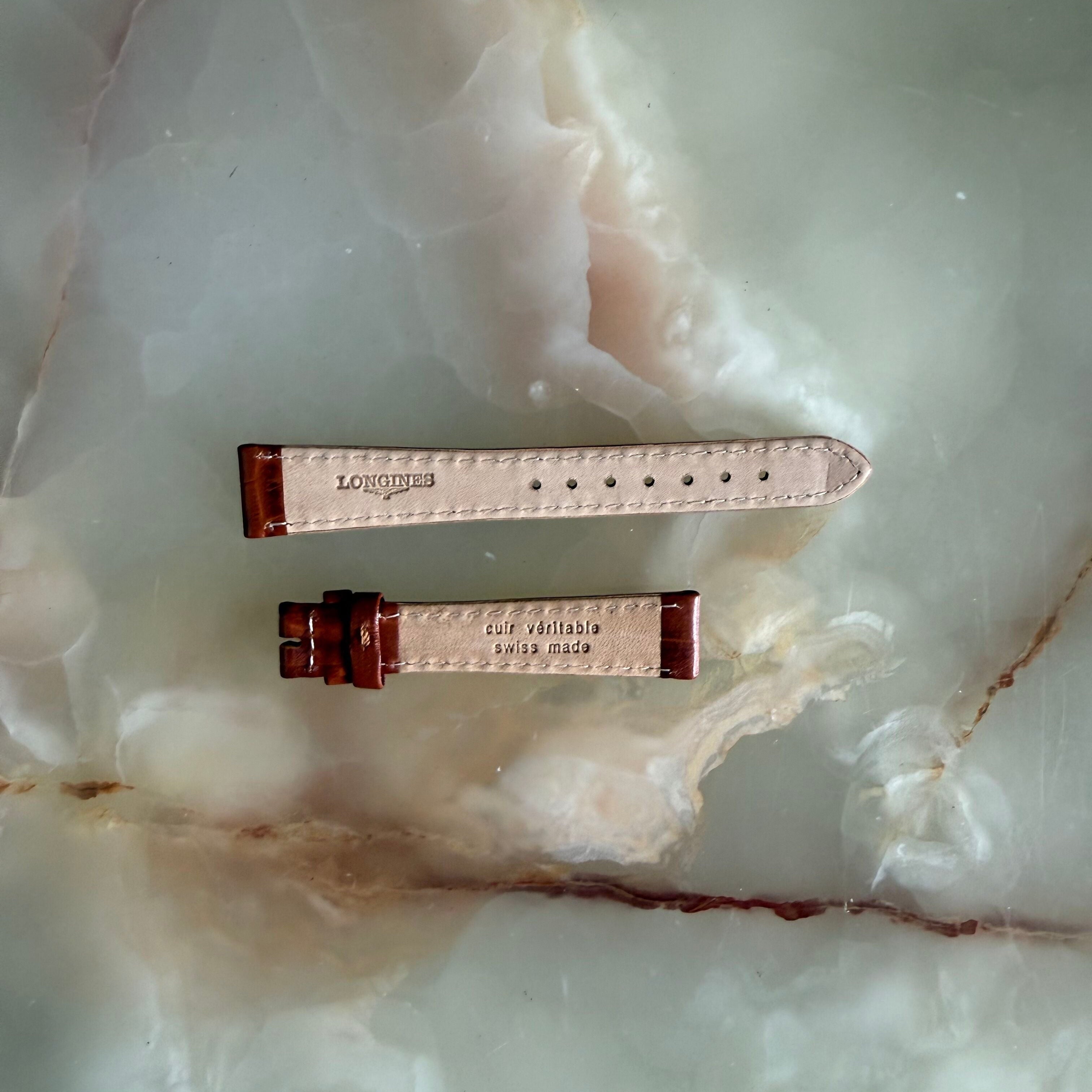 Authentic Longines Brown Leather Watch Band Strap 15mm