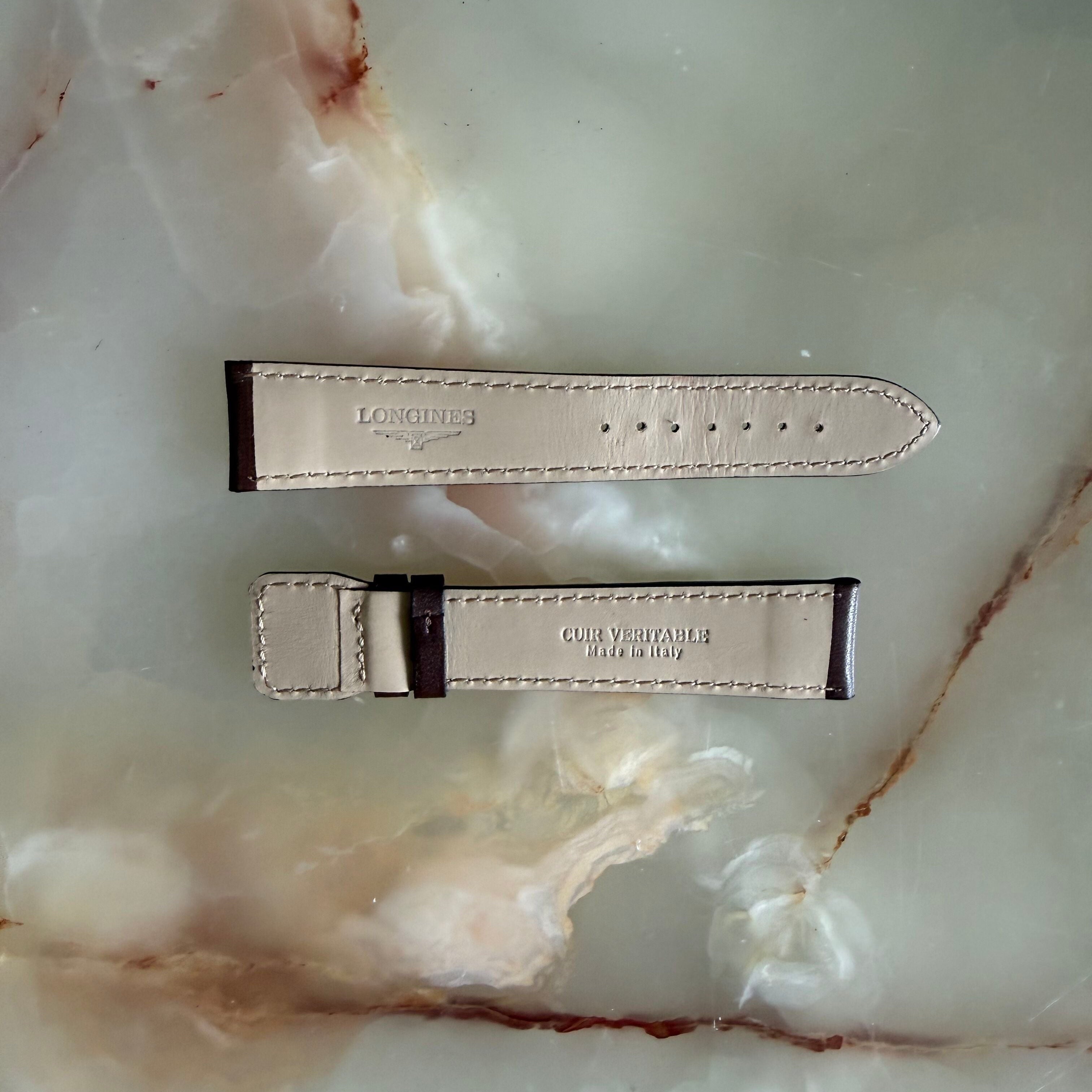 Authentic Longines Brown Leather Watch Band Strap 21.5mm