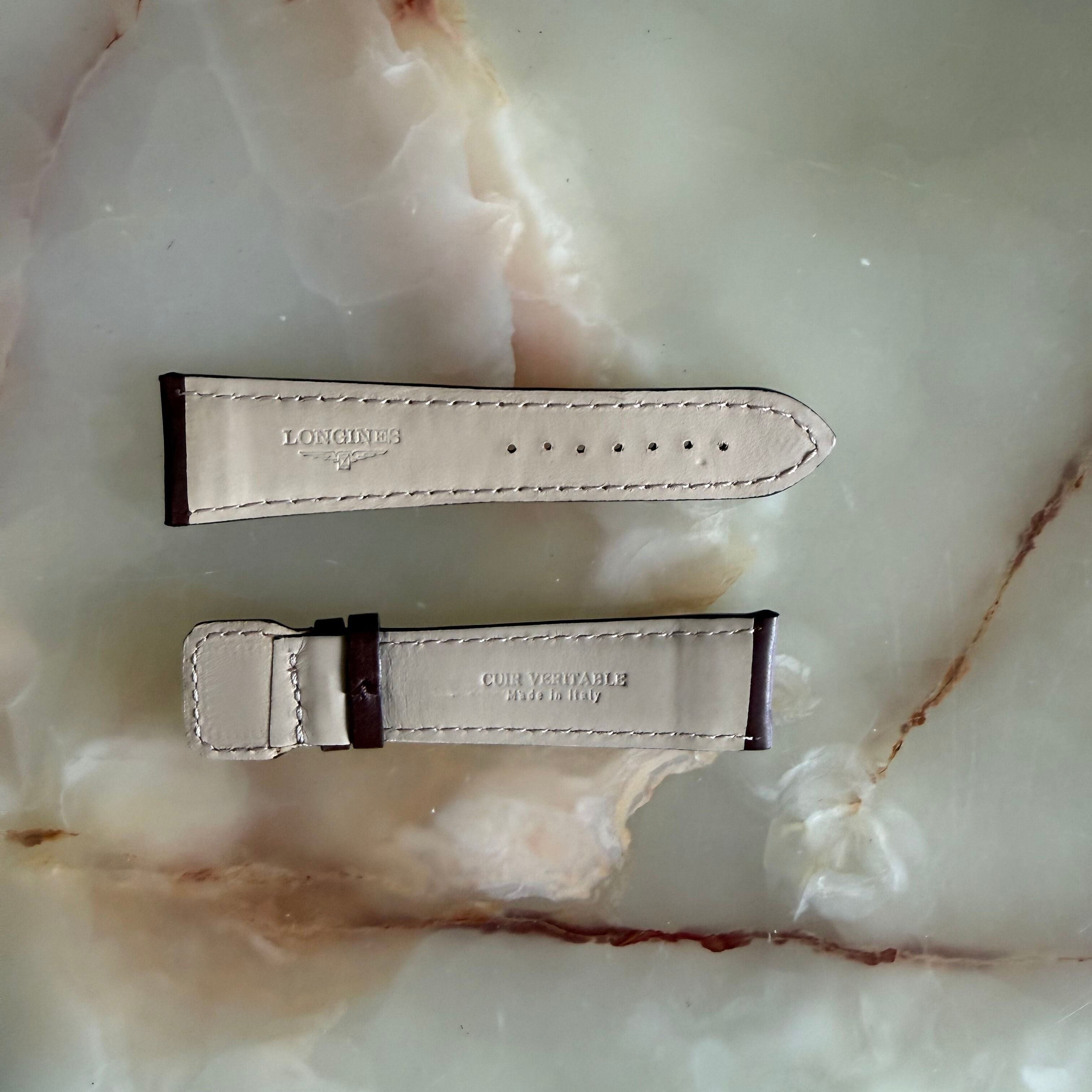 Authentic Longines Brown Leather Watch Band Strap 25mm
