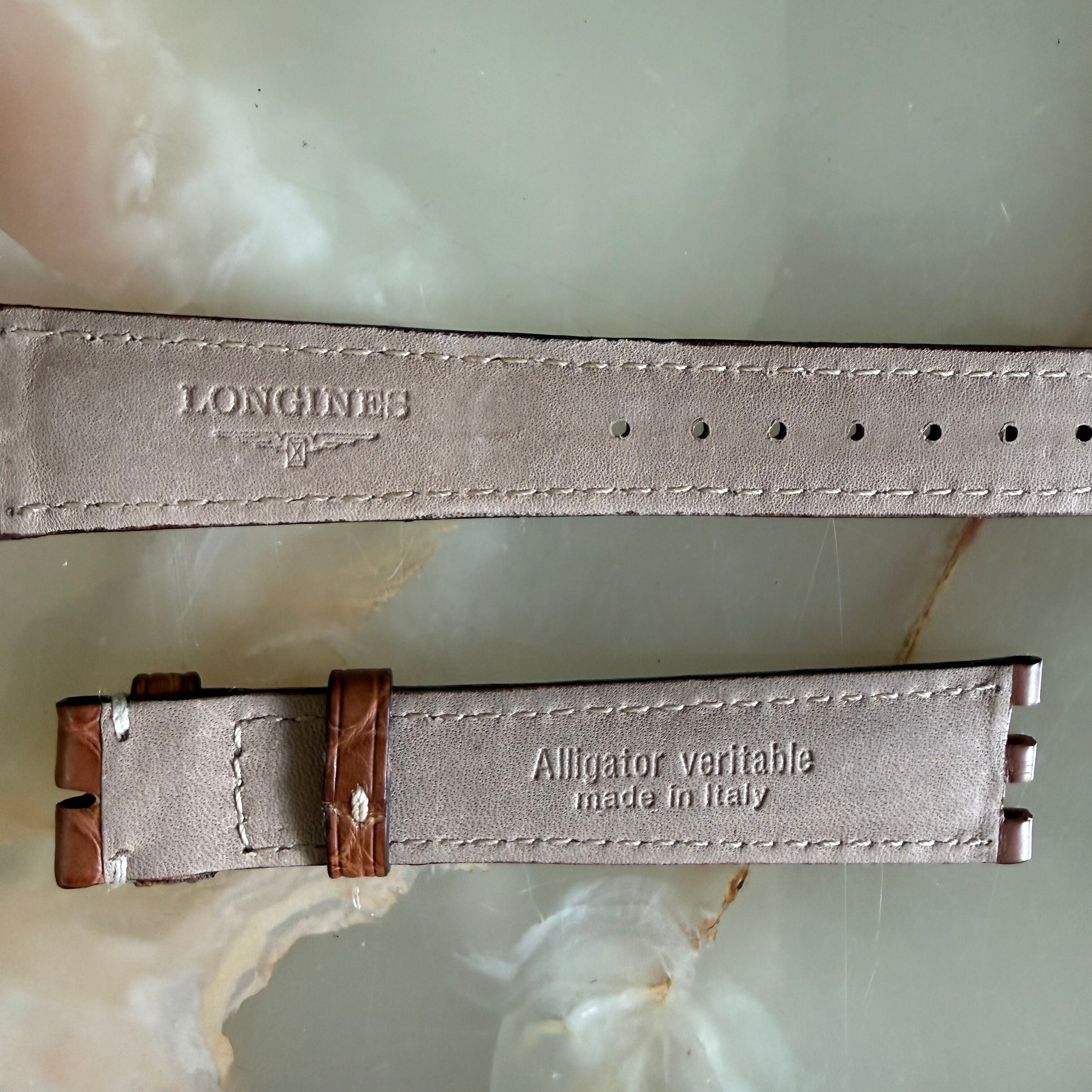 Authentic Longines Dolce Vita Brown Alligator Watch Band Strap 20mm