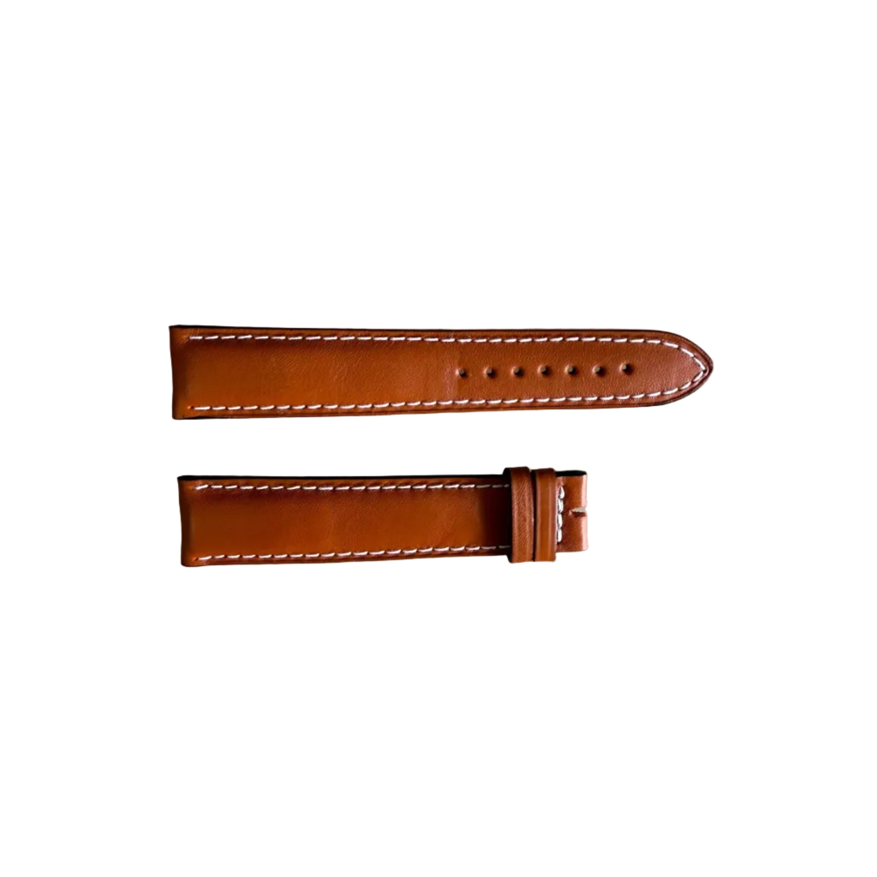 Authentic Longines Light Brown Leather White Stitching Watch Band Strap 20mm