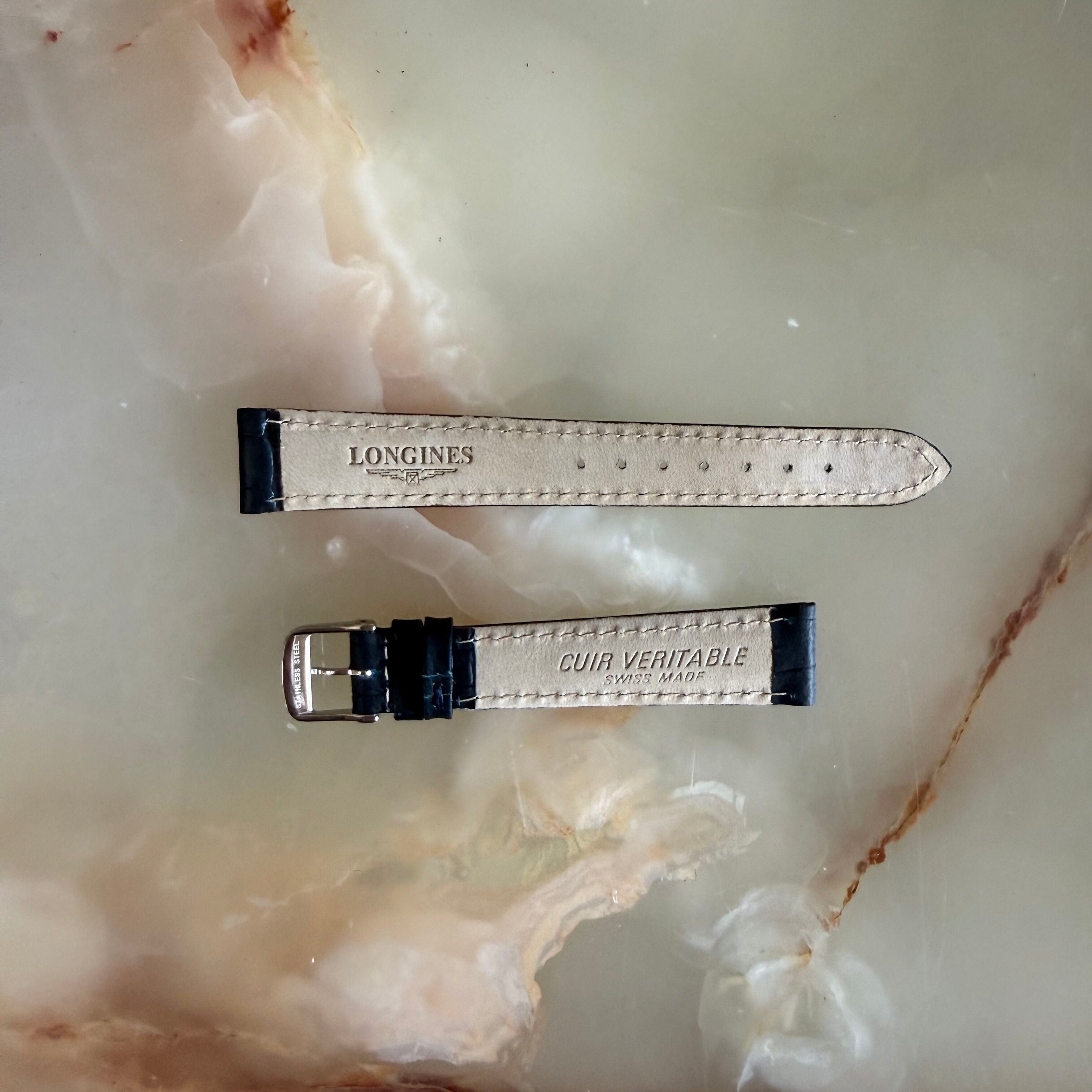 Authentic Longines Navy Blue Alligator Watch Band Strap 15mm Buckle