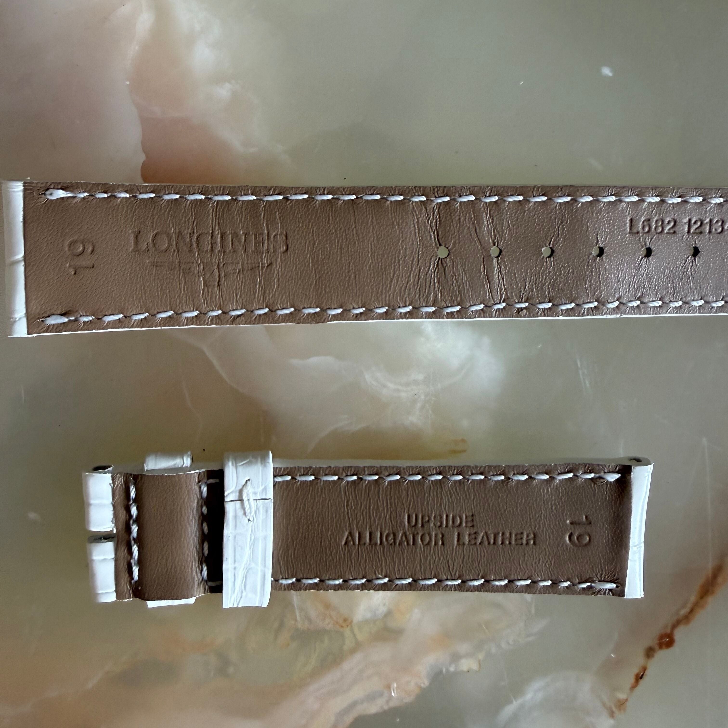 Authentic Longines White Alligator Padded Watch Strap Band 19mm L682121344