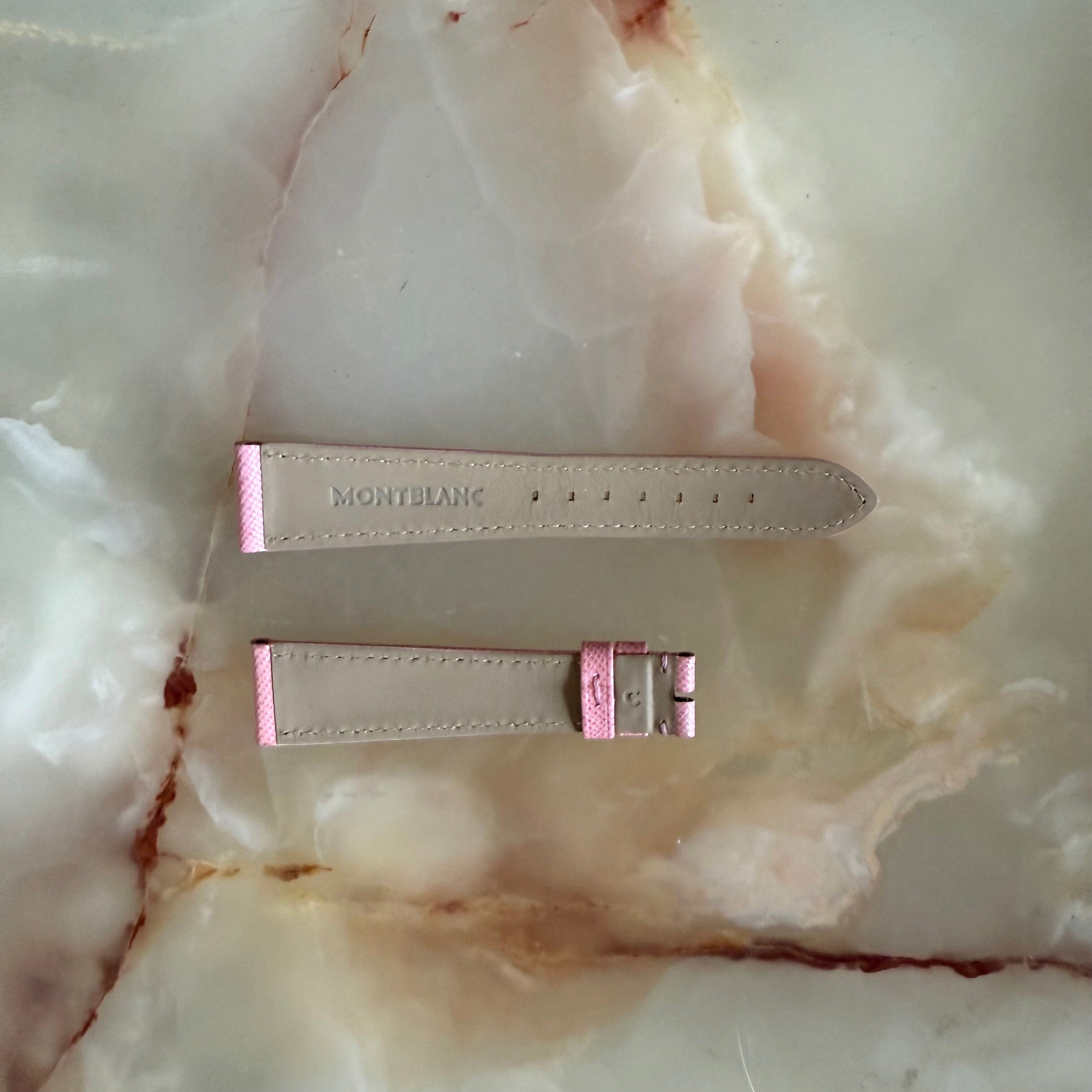 Authentic Montblanc Pink Calfskin Watch Strap Band 18mm