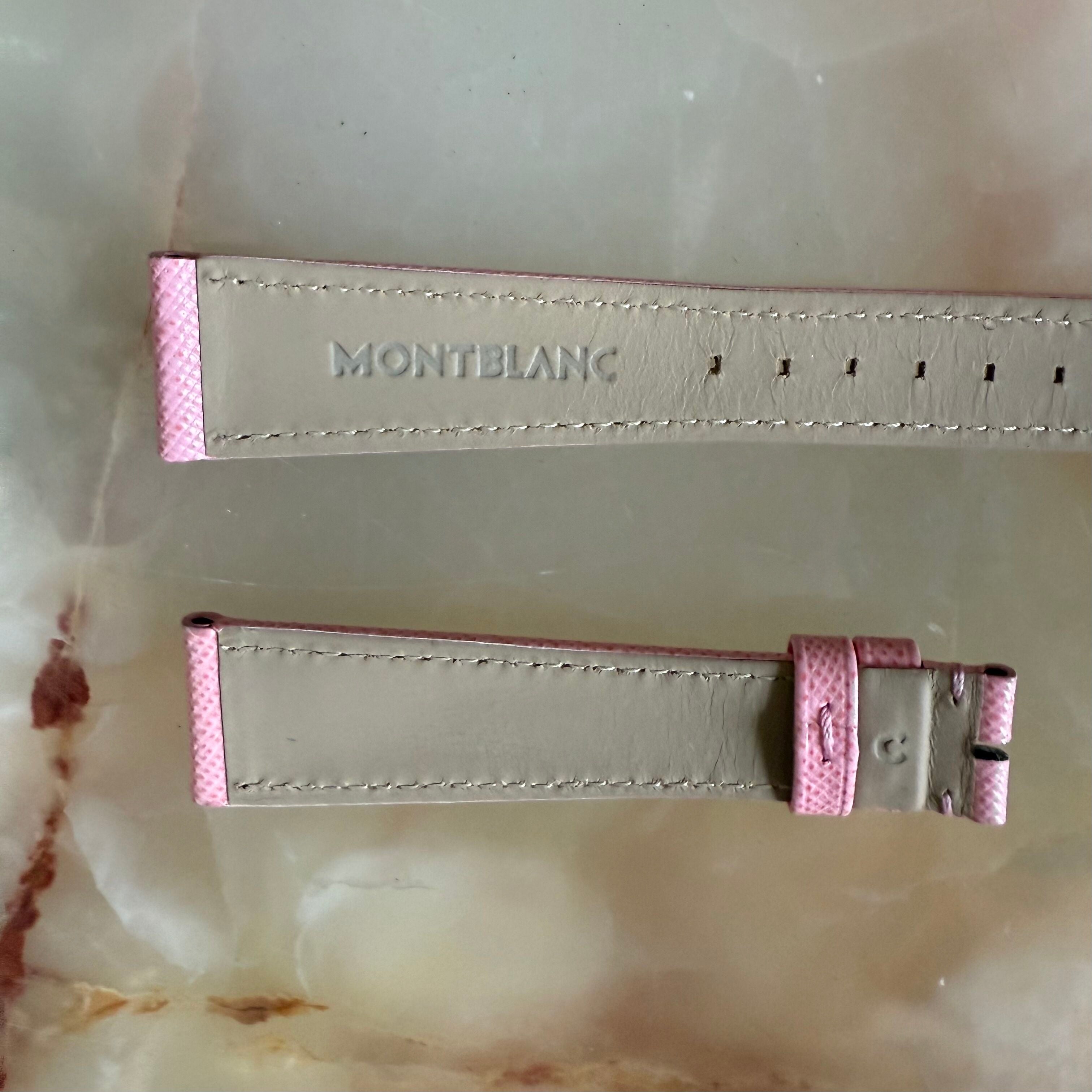 Authentic Montblanc Pink Calfskin Watch Strap Band 18mm
