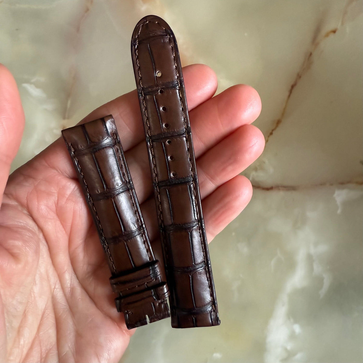 Authentic Montblank Brown Alligator Watch Strap Band 18mm