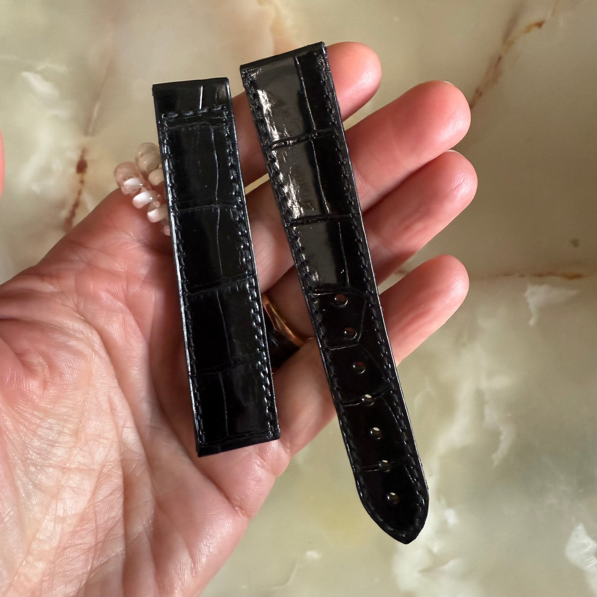 Authentic Omega Black Alligator Watch Strap Band 19mm