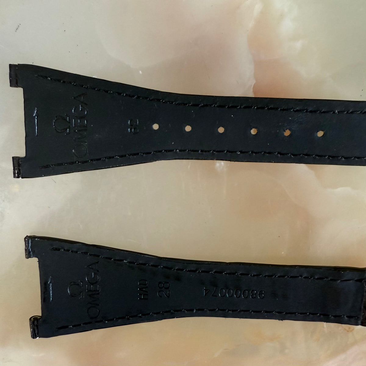 Authentic Omega Black Alligator Watch Strap Band 28mm 98000074