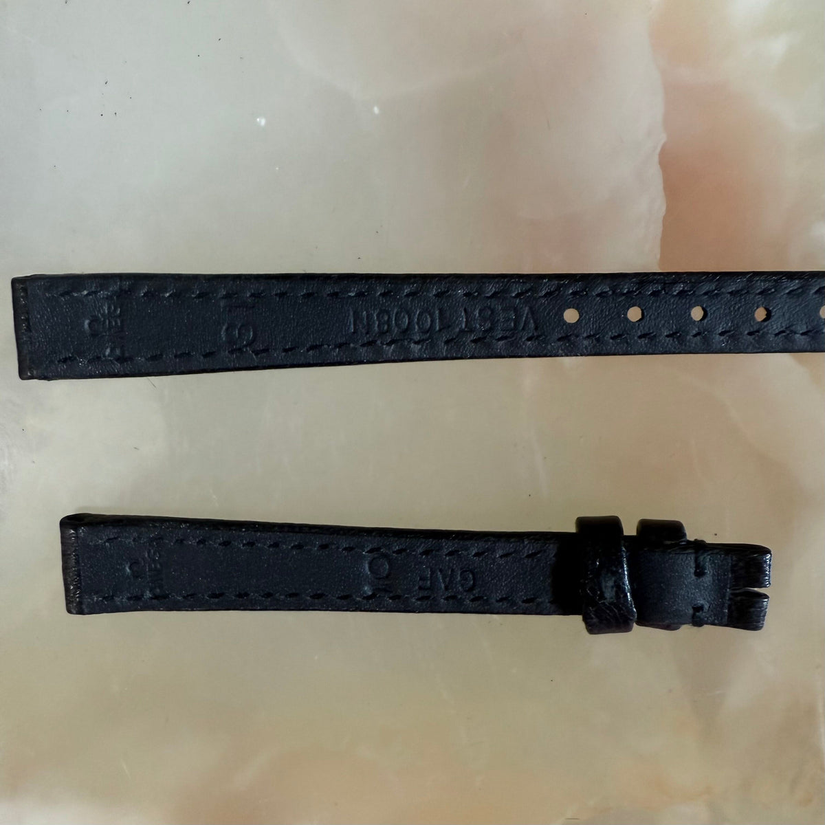 Authentic Omega Black Leather Watch Strap Band 10mm VEST1008N