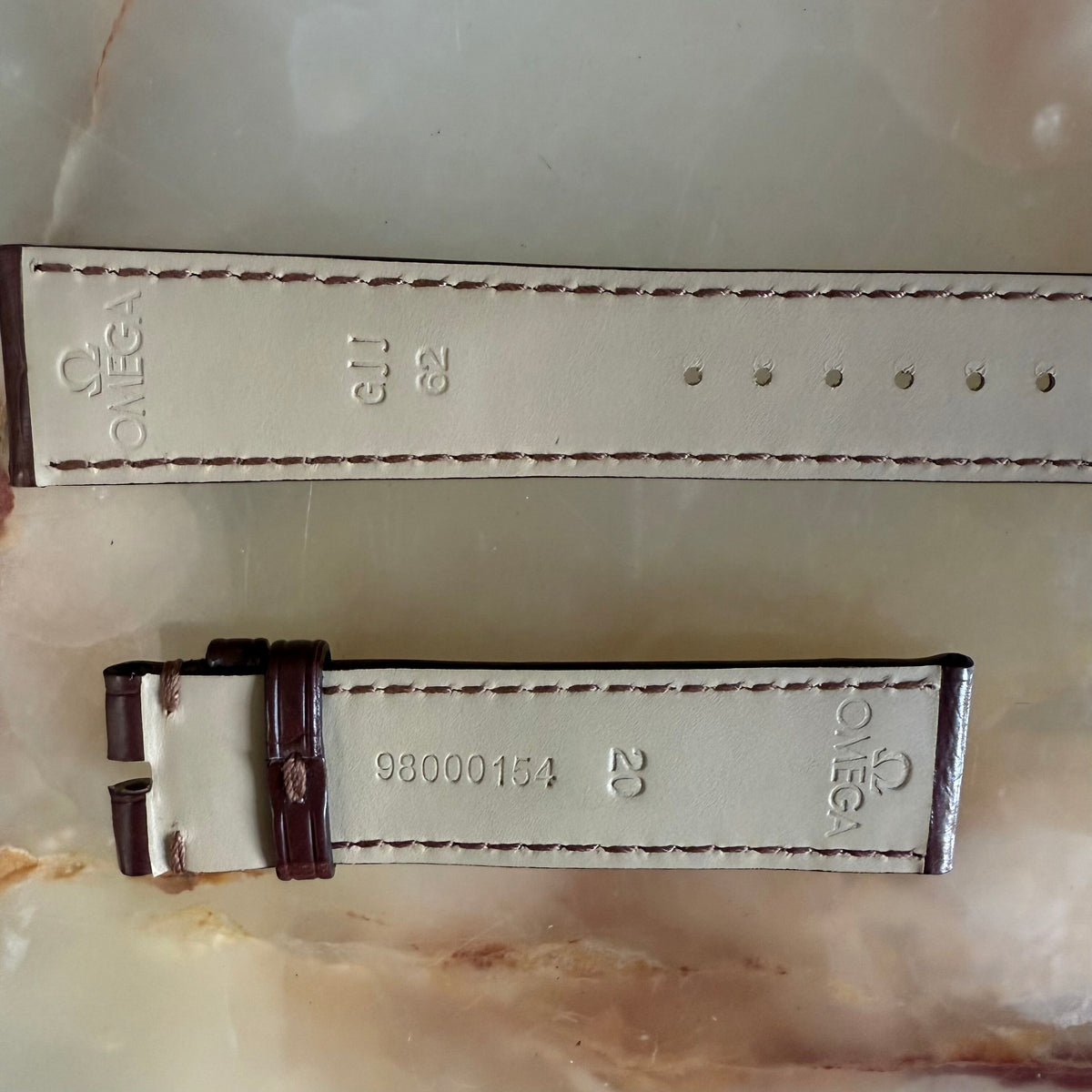 Authentic Omega Brown Alligator Watch Strap Band 20mm 98000154