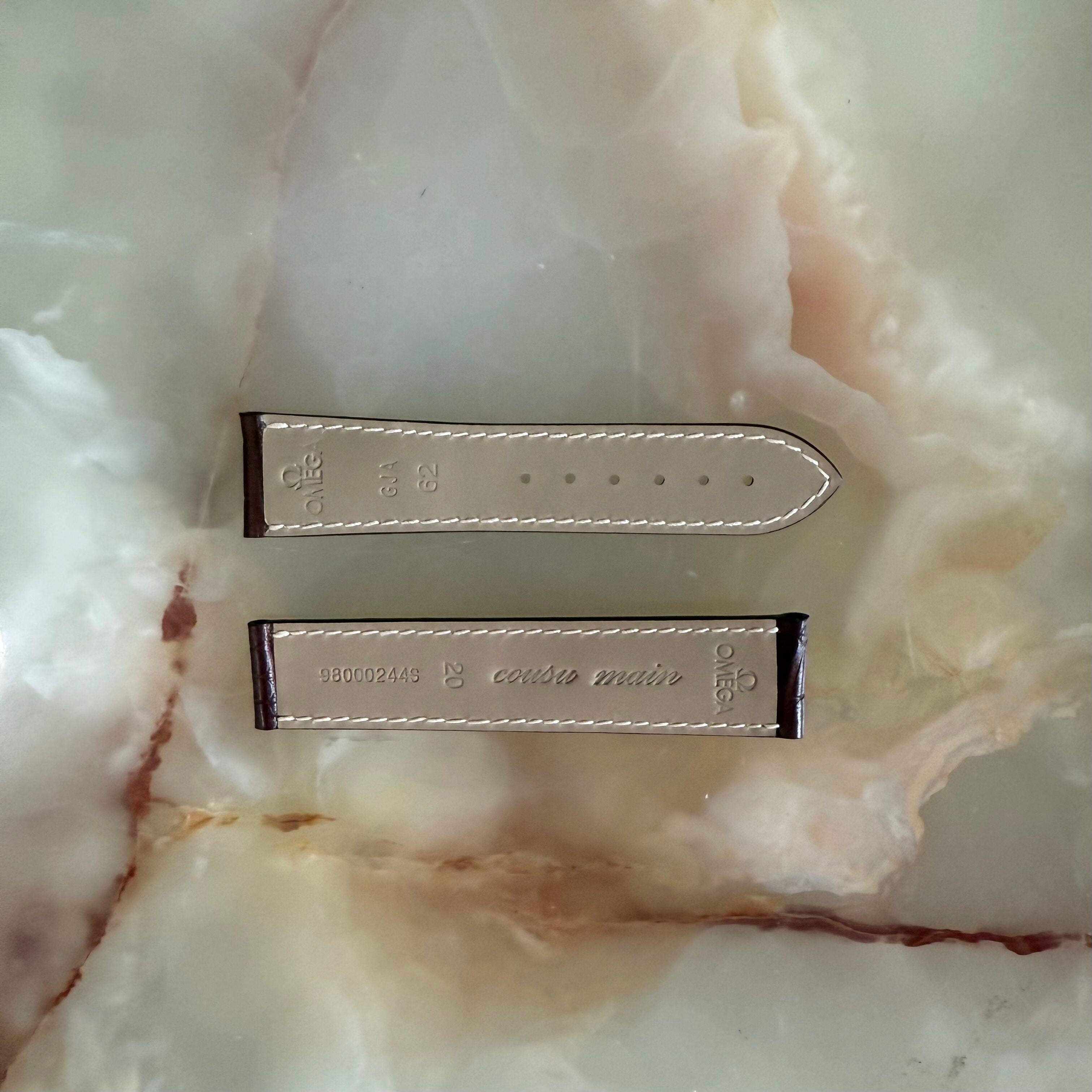 Authentic Omega Brown Alligator Watch Strap Band 20mm 98000244S