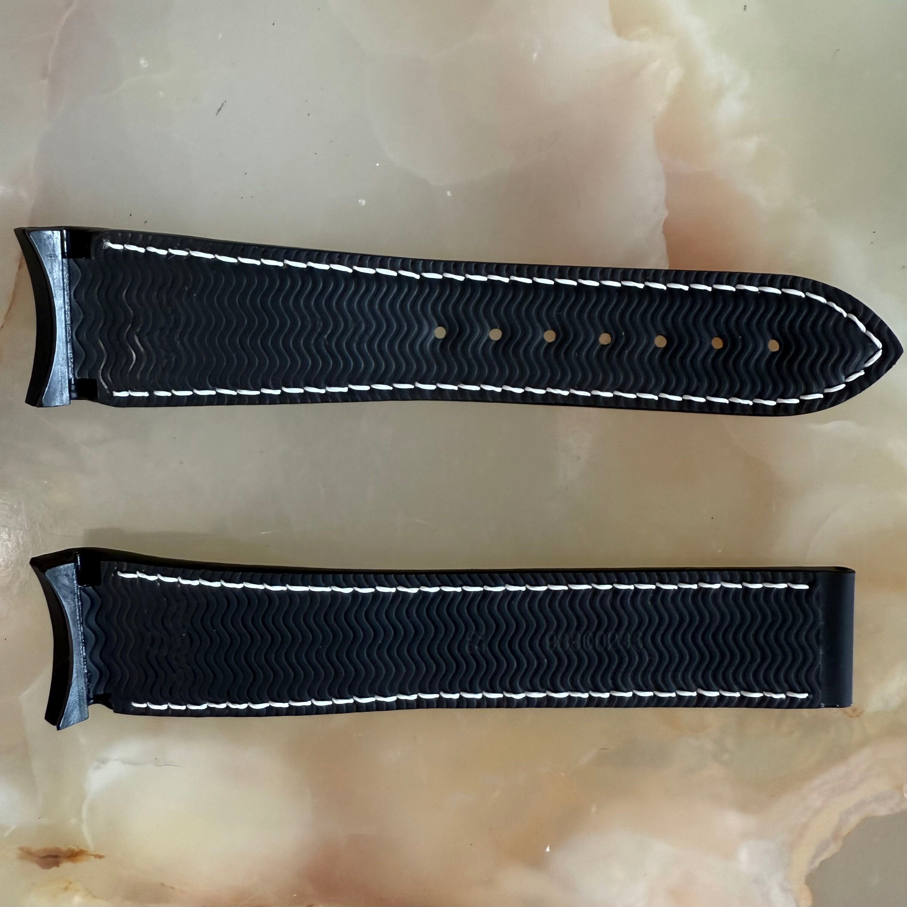 Authentic Omega Seamaster Planet Ocean Black Rubber Watch Strap Band 22mm