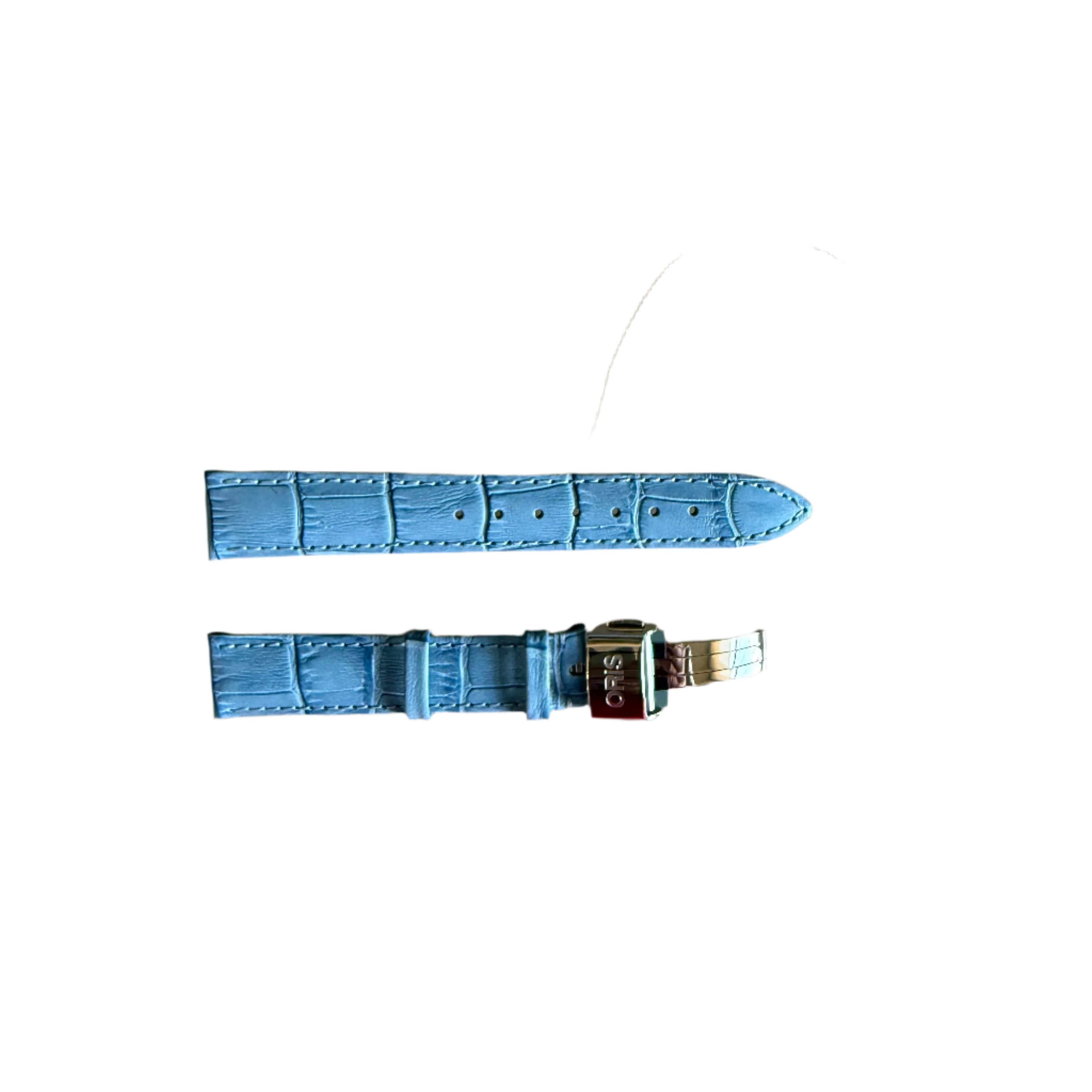 Authentic Oris Blue Leather Watch Strap Band 16mm w Deployant Buckle 51691