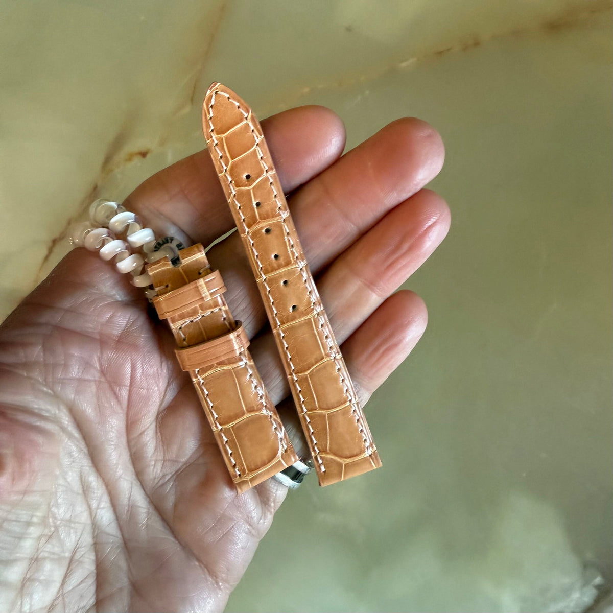Authentic Patek Philippe Beige Alligator Watch Strap Band 15mm
