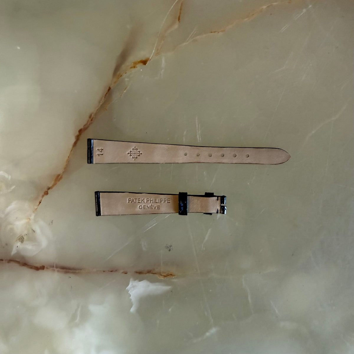 Authentic Patek Philippe Black Shiny Alligator Watch Strap Band 14mm