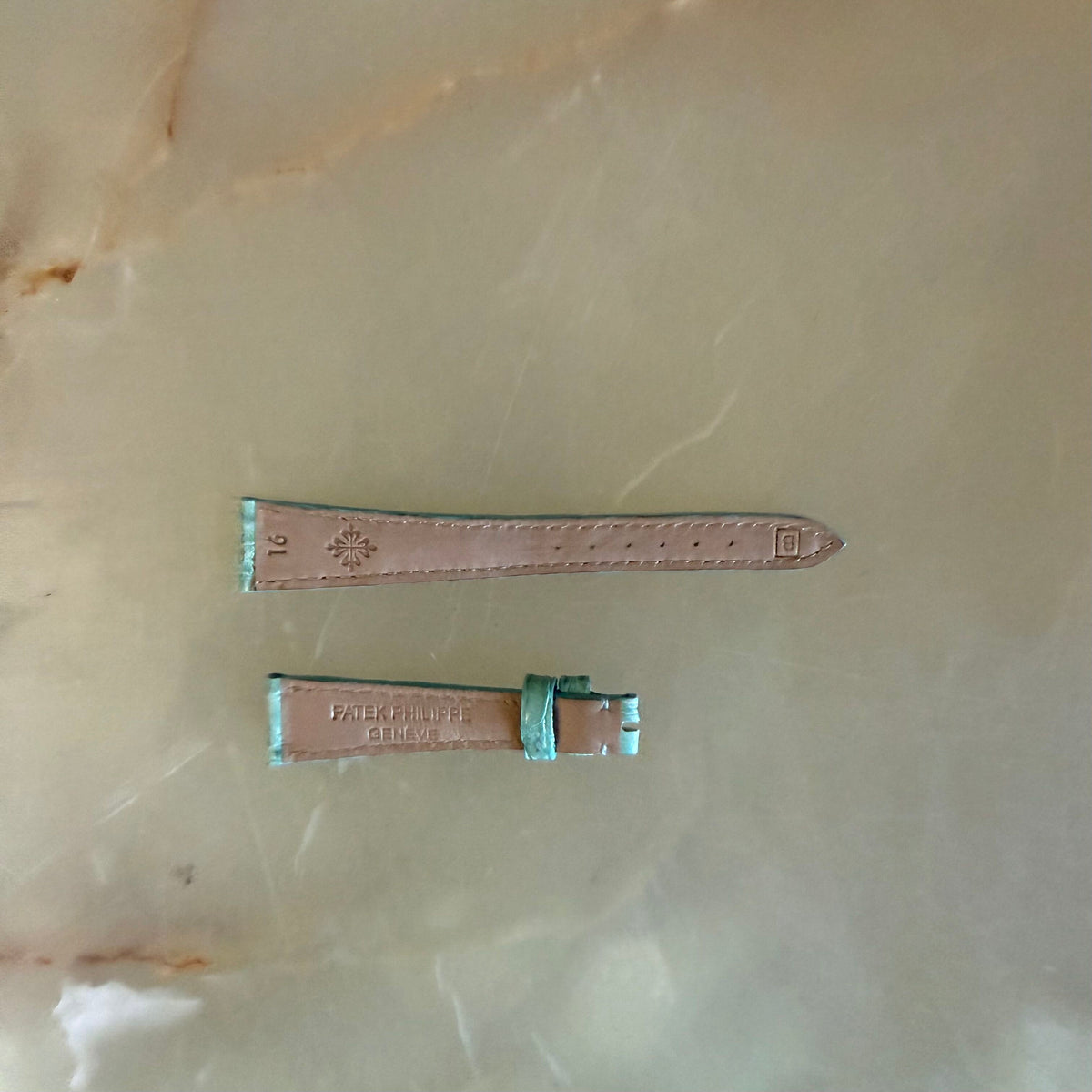 Authentic Patek Philippe Blue Round Pattern Crocodile Watch Strap Band 16mm