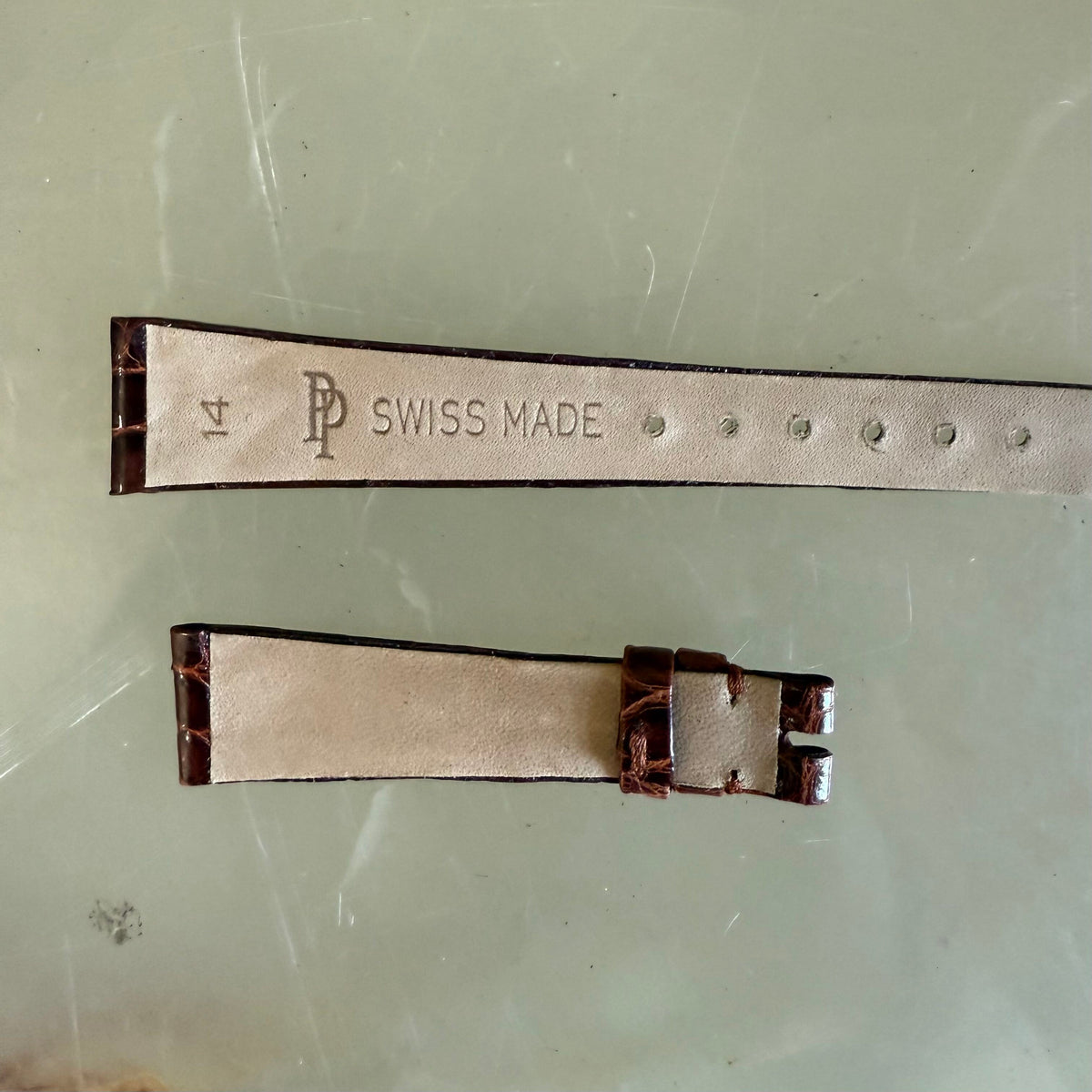 Authentic Patek Philippe Brown Shiny Alligator Watch Strap Band 14mm