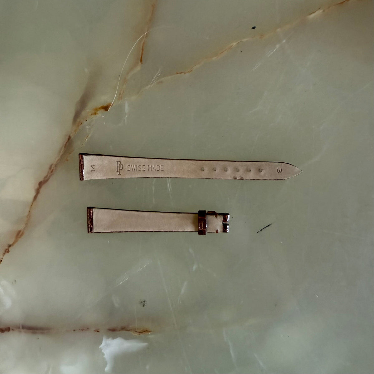 Authentic Patek Philippe Brown Shiny Crocodile Watch Strap Band 14mm