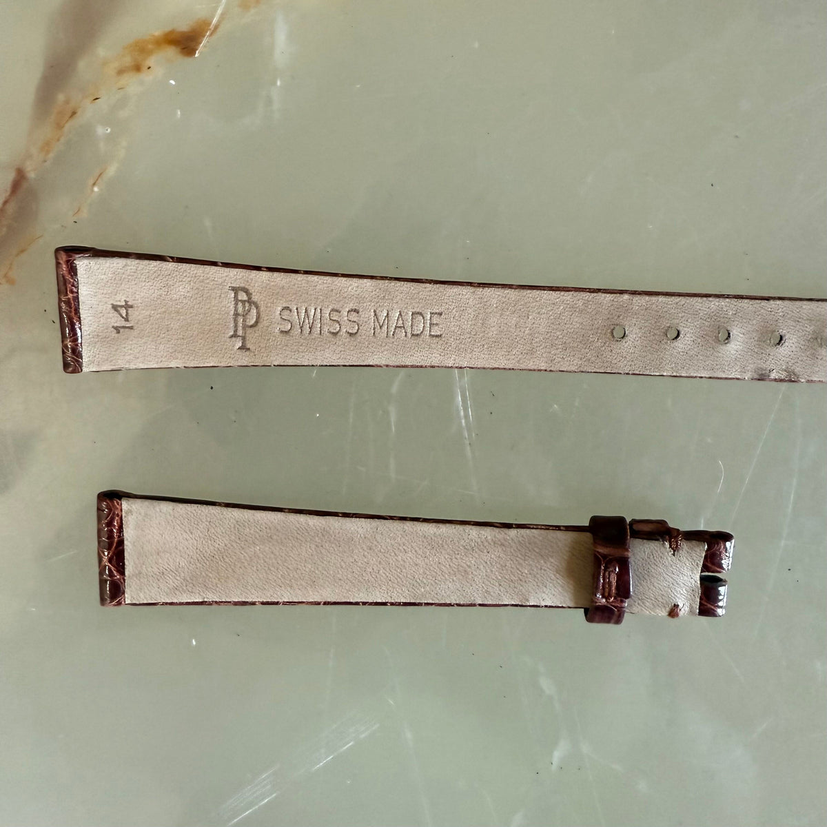 Authentic Patek Philippe Brown Shiny Crocodile Watch Strap Band 14mm