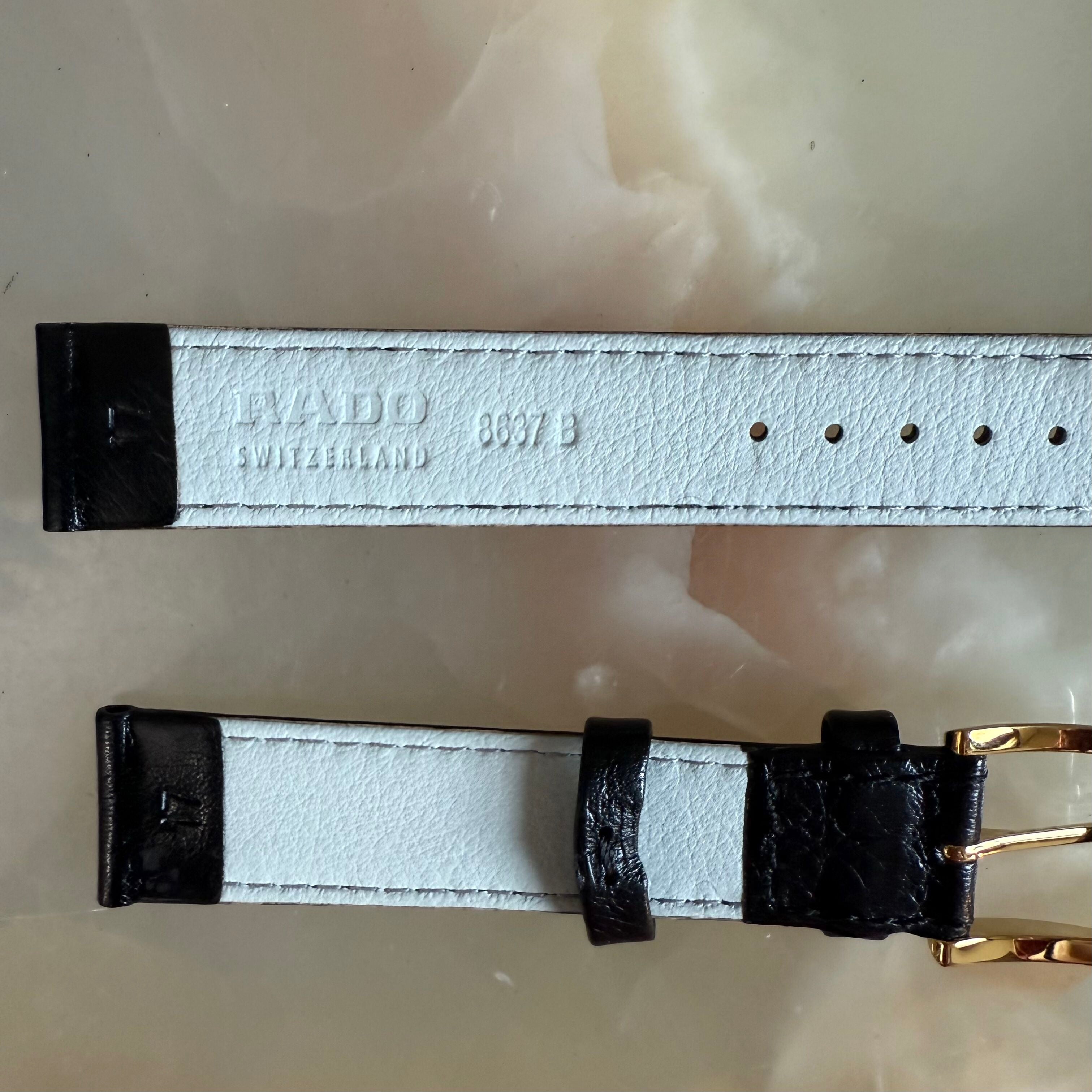 Authentic RADO Black Leather Watch Strap Band 17mm with Buckle 6637-B