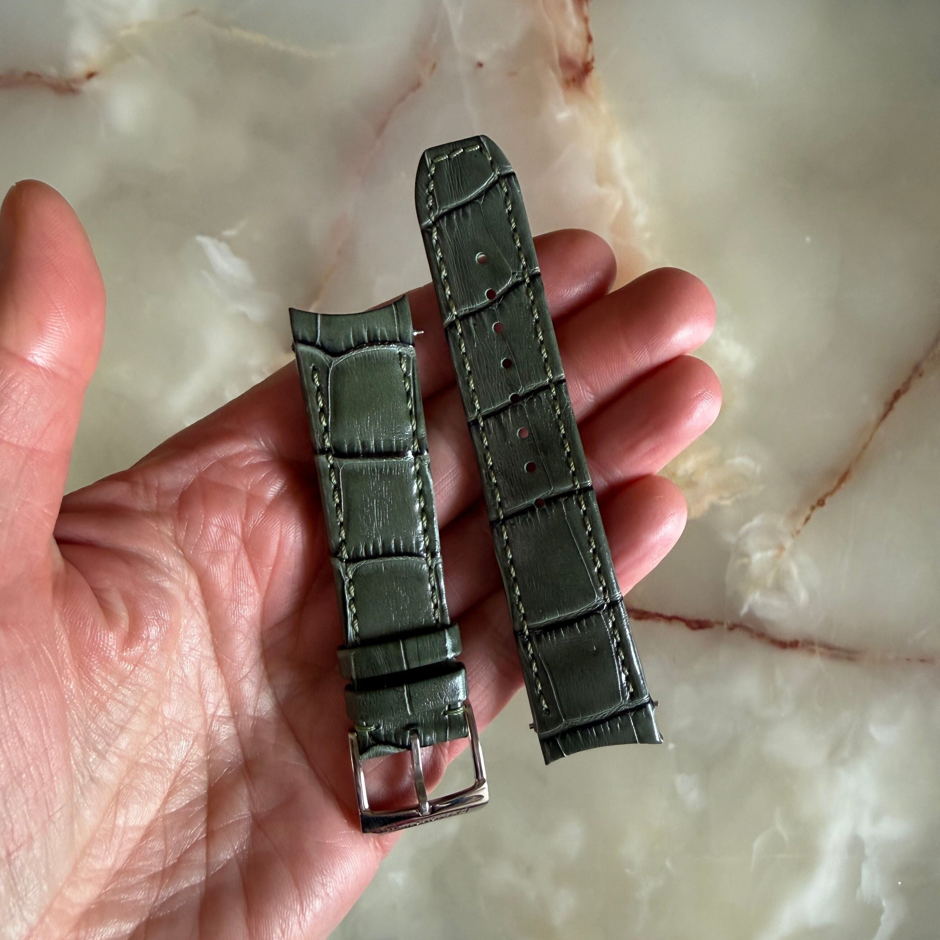 Authentic Raymond Weil Green Genuine Leather Watch Strap Band 20mm w Buckle