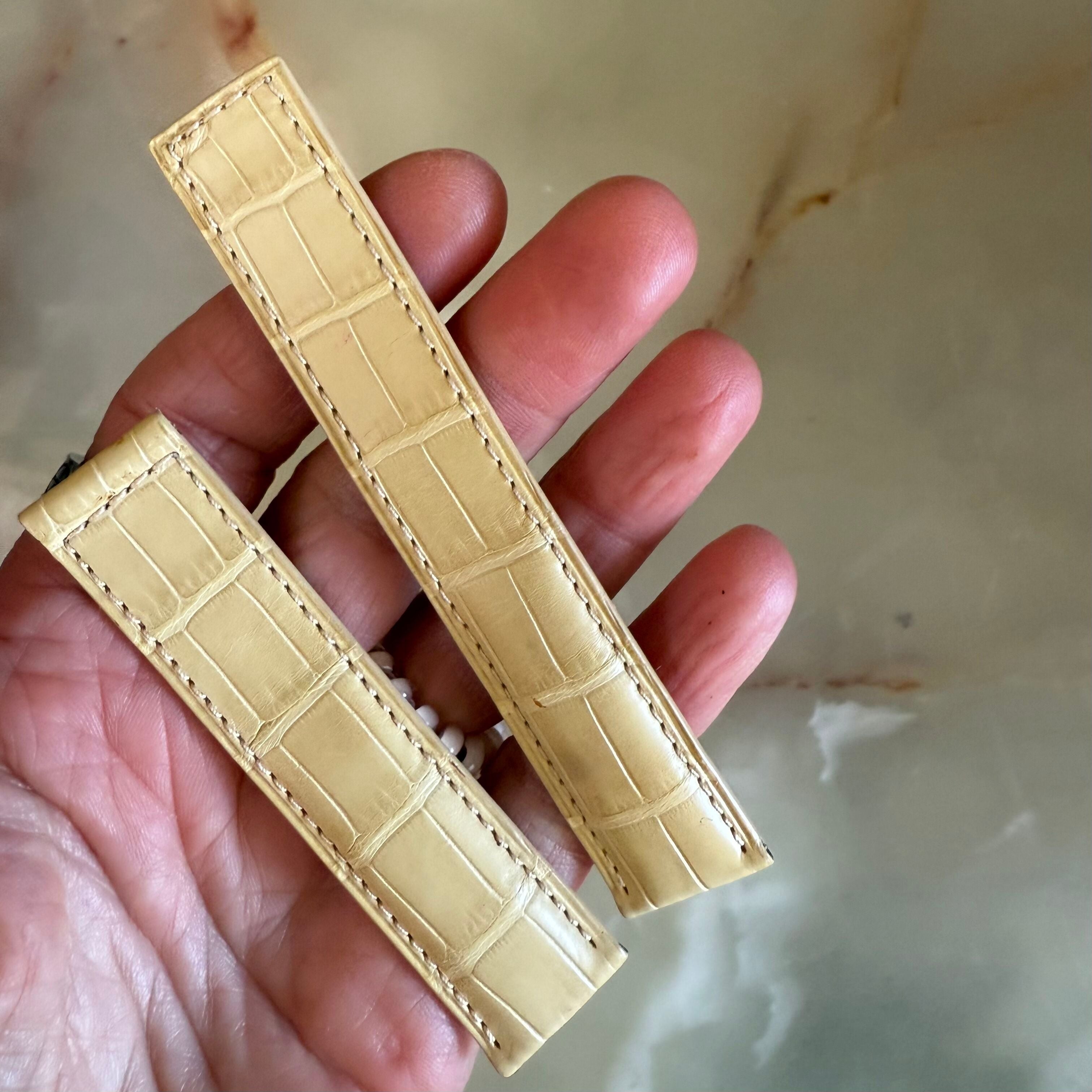 Authentic TAG Heuer Beige Crocodile Watch Strap Band 19mm