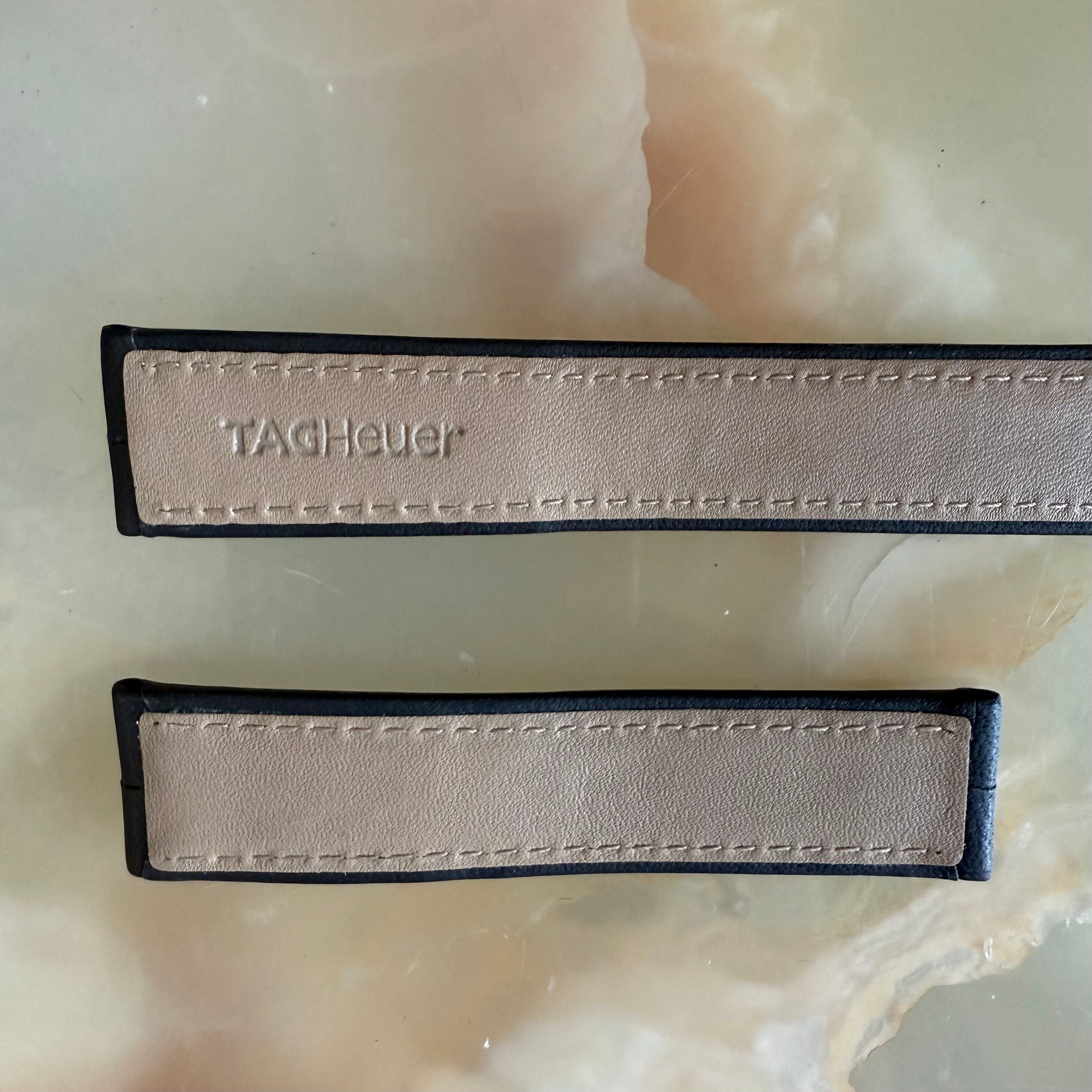 Authentic TAG Heuer Black Leather Watch Strap Band 18mm