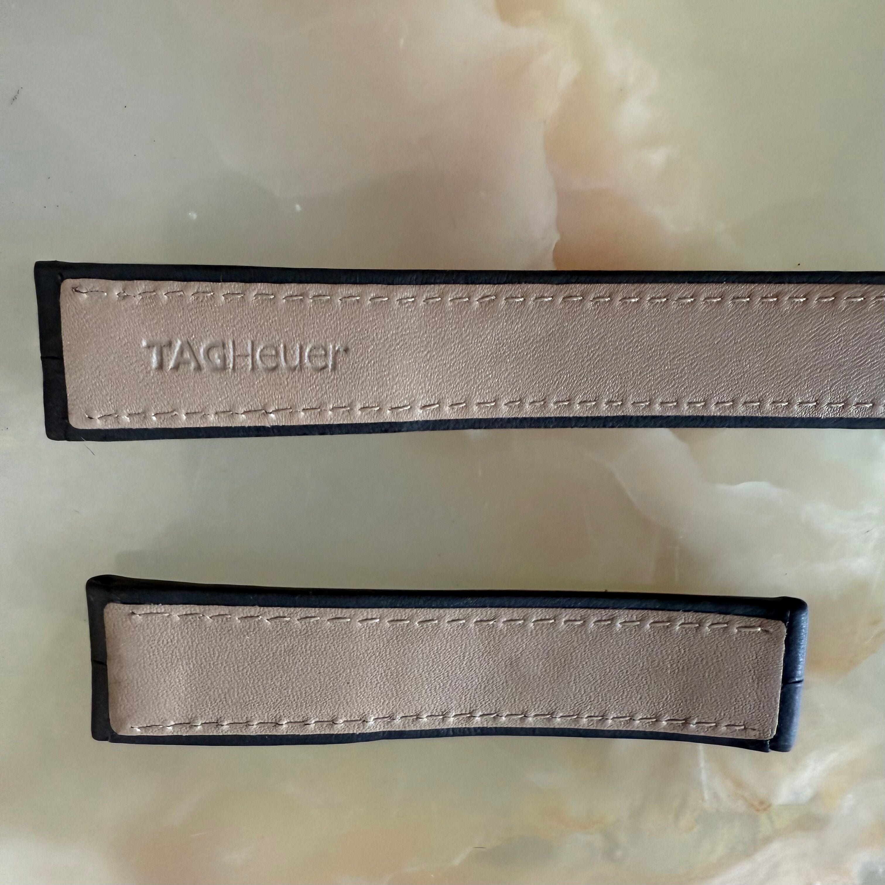 Authentic TAG Heuer Black Leather Watch Strap Band 18mm