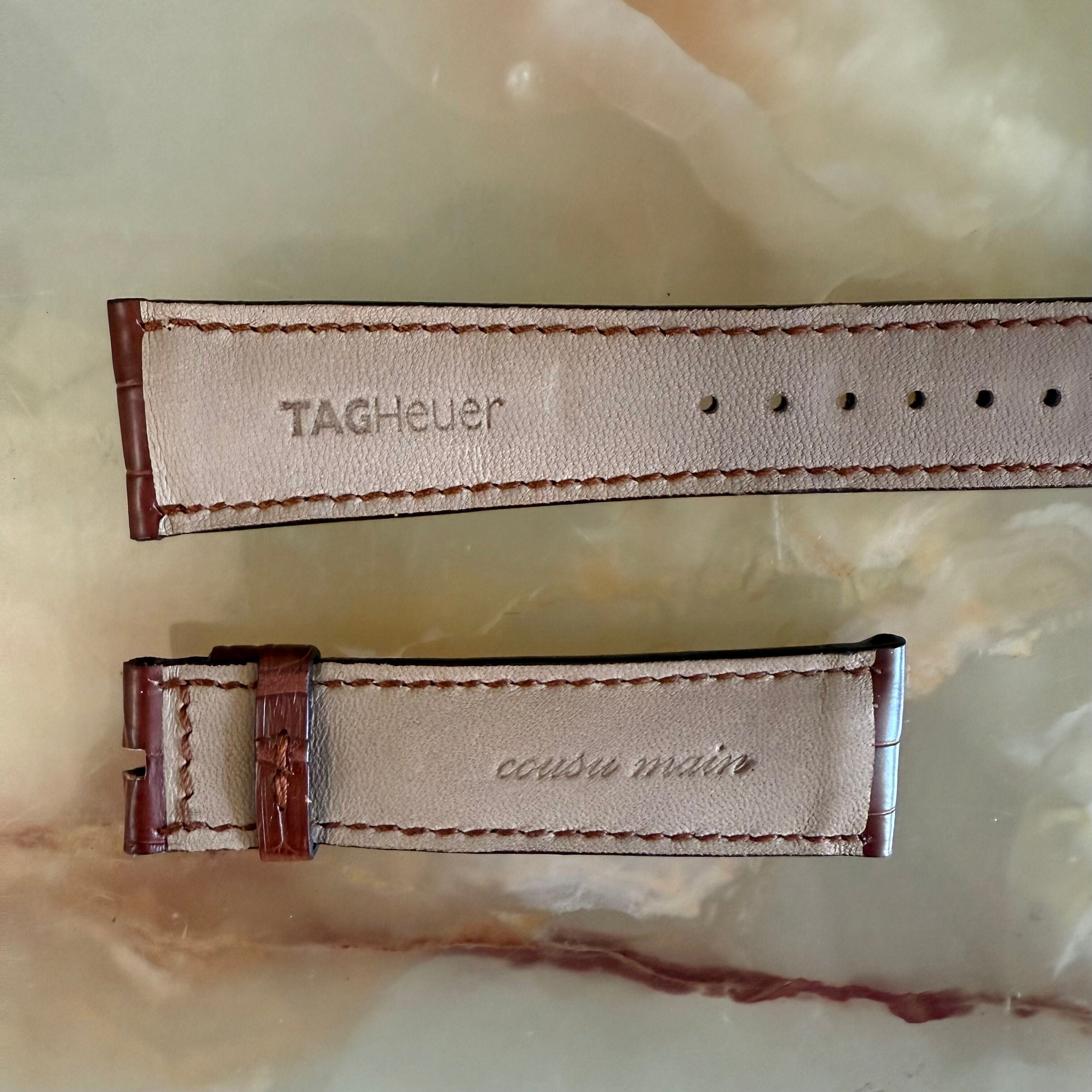 Authentic TAG Heuer Monaco Brown Leather Watch Strap Band 22mm FC8147