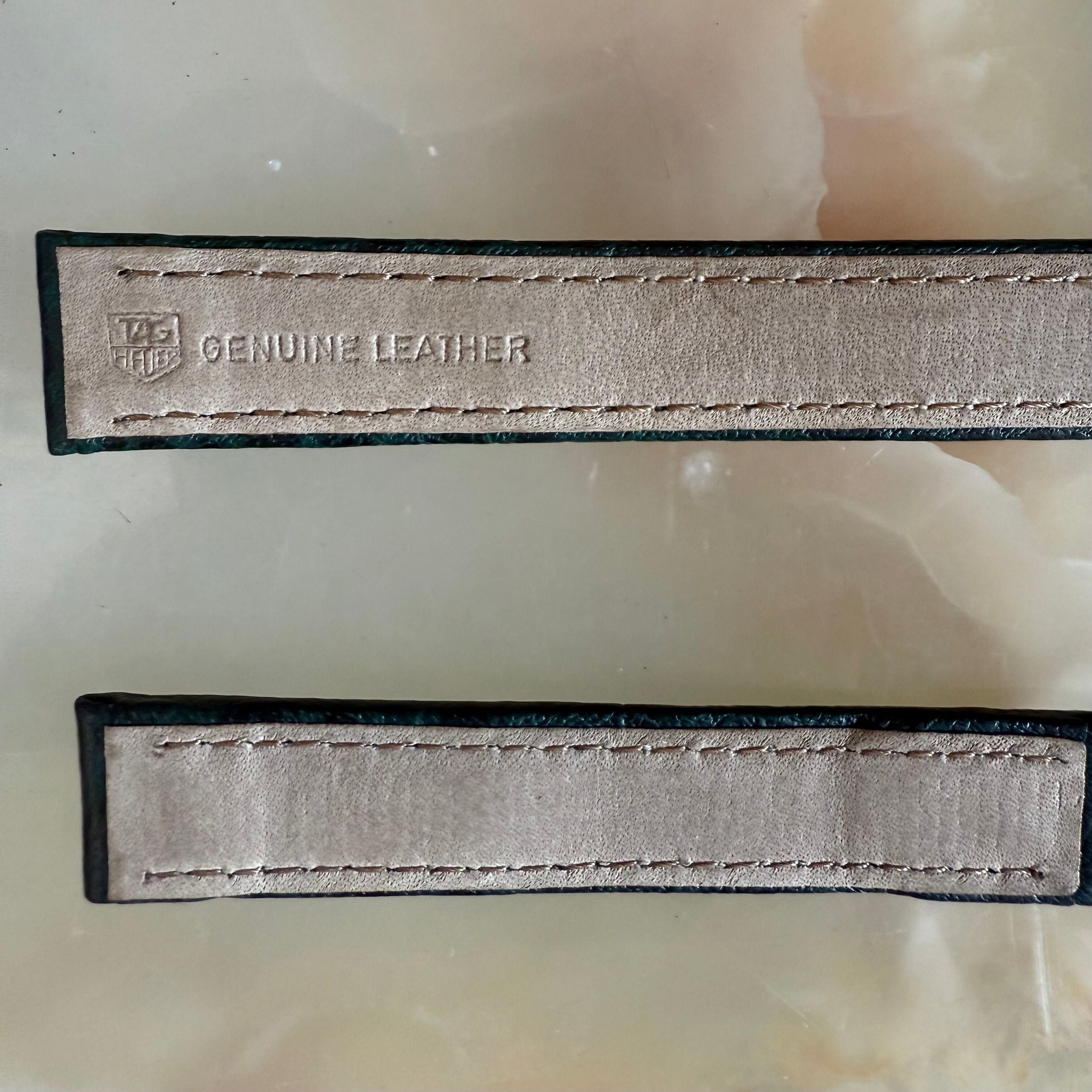 Authentic TAG Heuer Green Genuine Leather Watch Strap Band 15mm