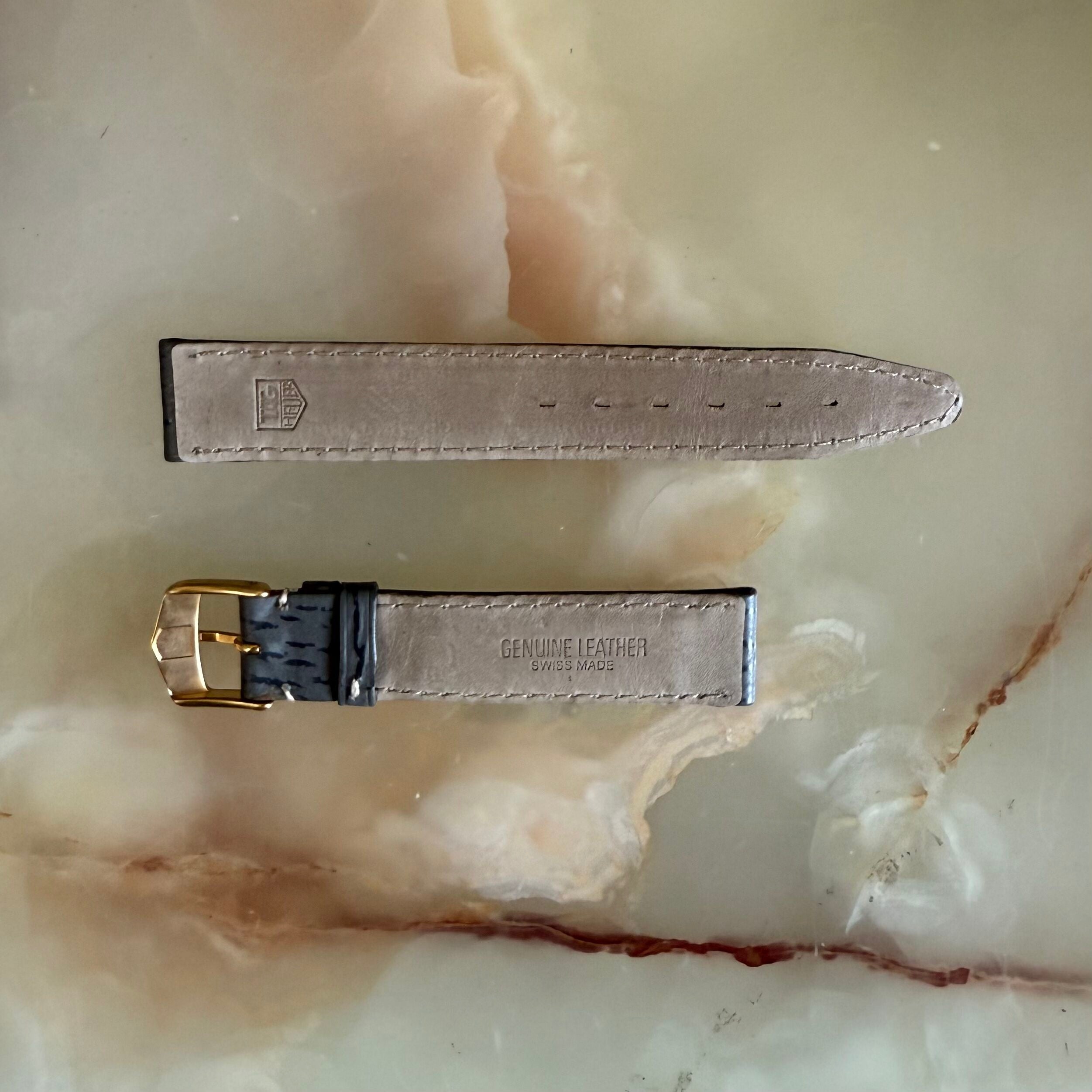 Authentic TAG Heuer Grey Shark Skin Watch Strap Band 18mm with Buckle