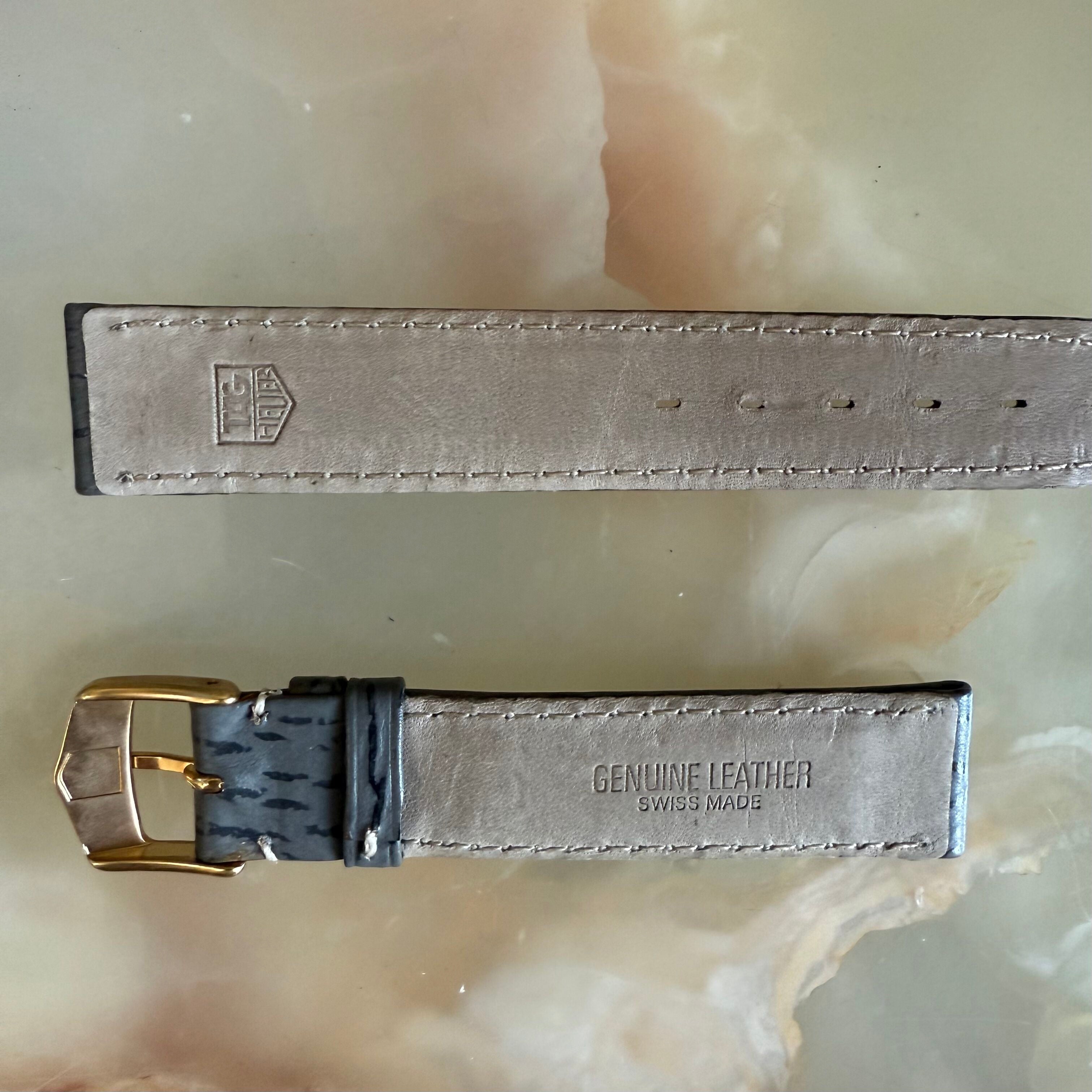 Authentic TAG Heuer Grey Shark Skin Watch Strap Band 18mm with Buckle