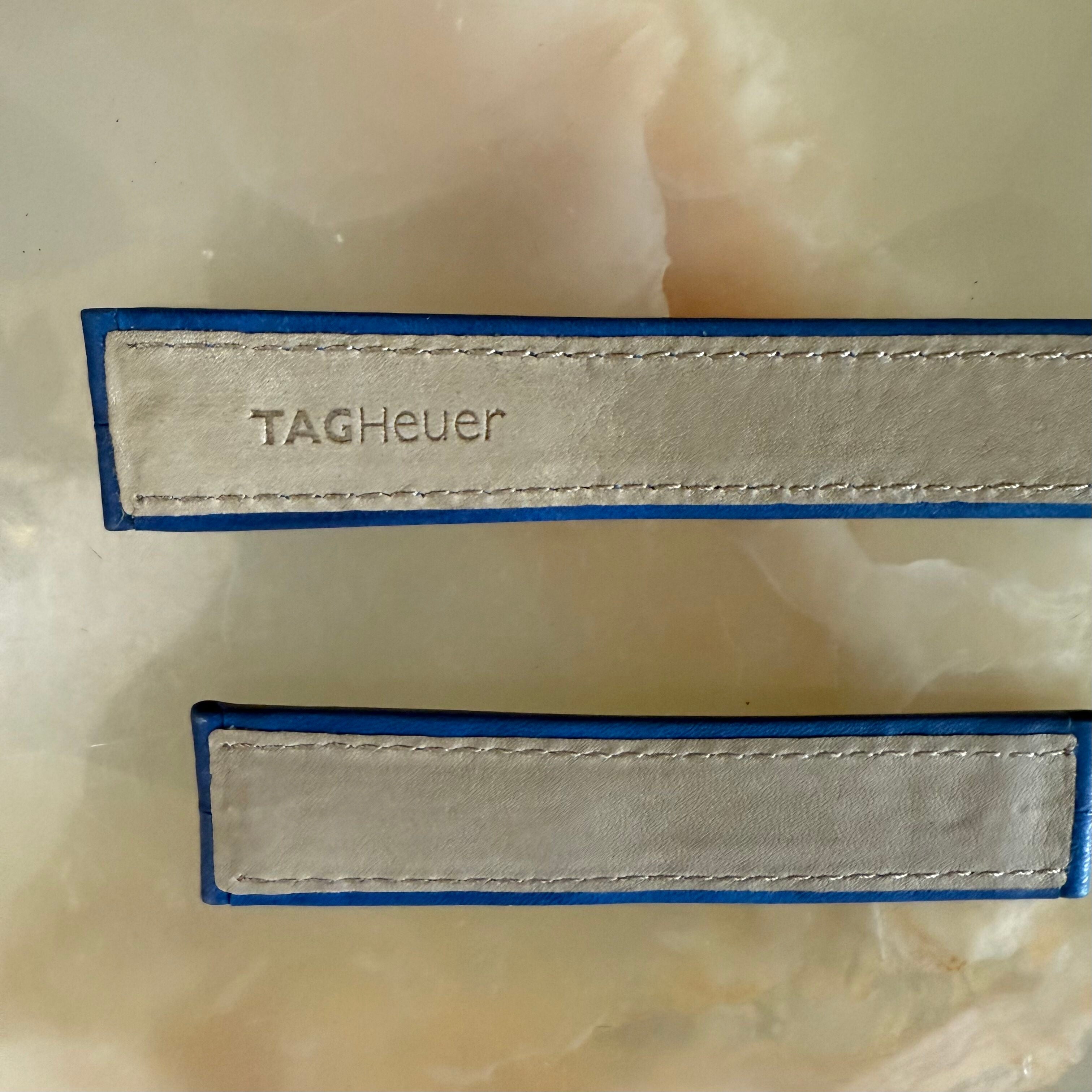 Authentic TAG Heuer Aquaracer Blue Leather Watch Strap Band 18mm FC6022