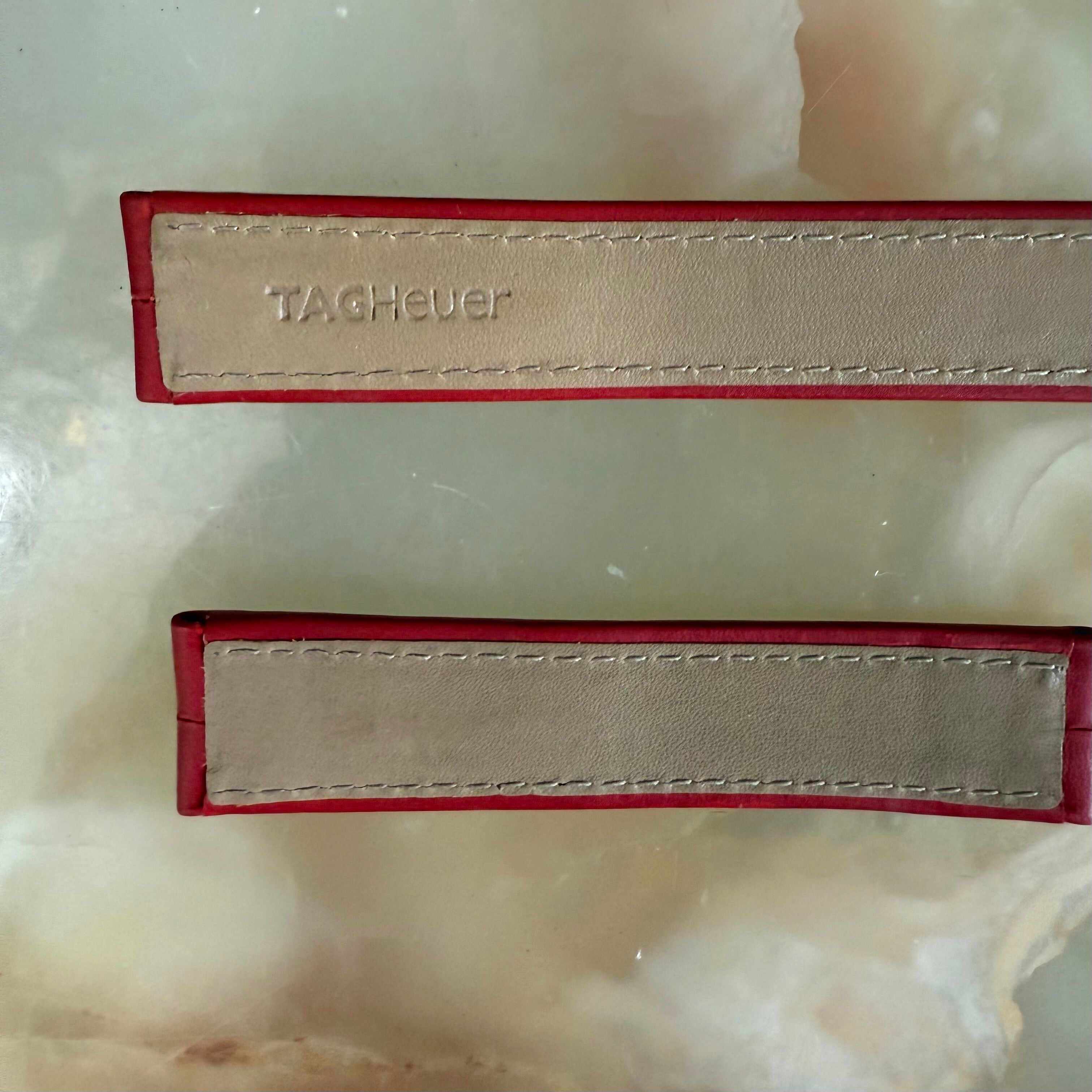 Authentic TAG Heuer Red Leather Watch Strap Band 18mm