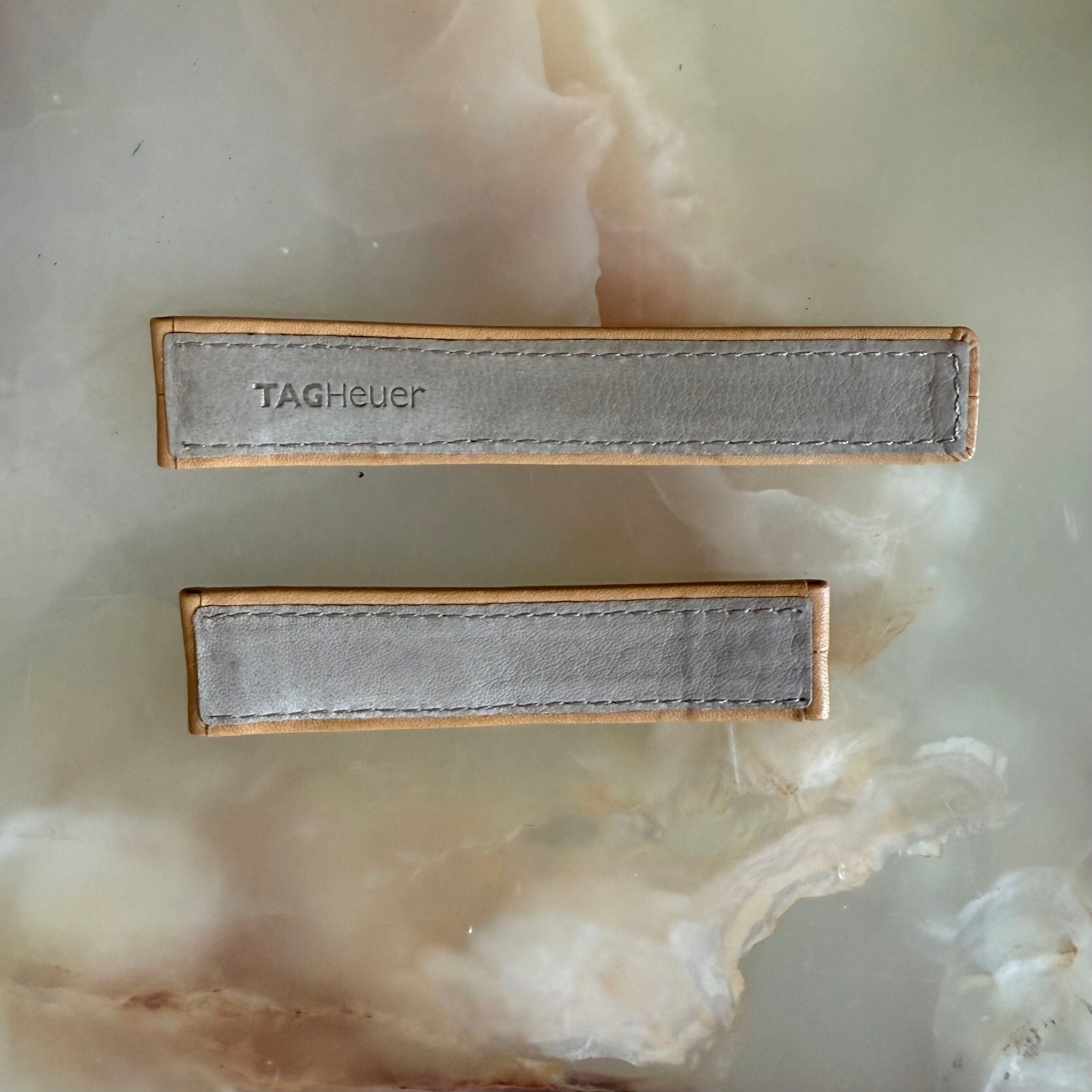 Authentic TAG Heuer Beige Calfskin Leather Watch Strap Band 18mm FC6100
