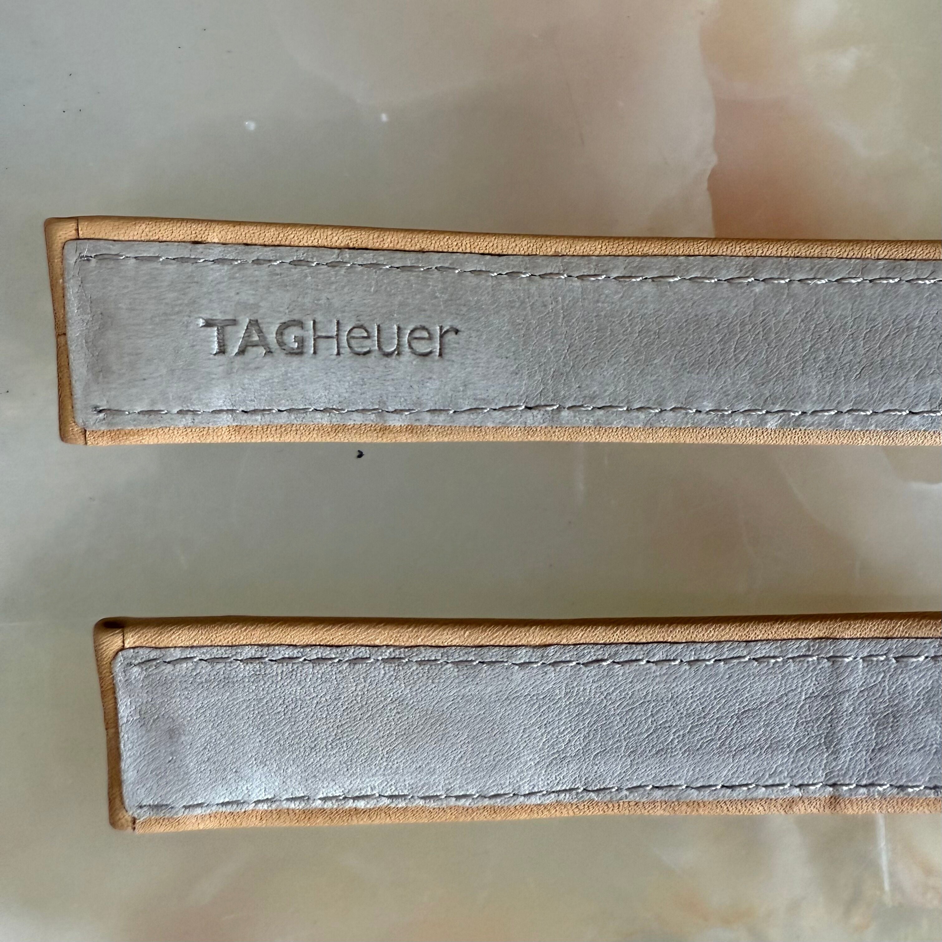 Authentic TAG Heuer Beige Calfskin Leather Watch Strap Band 18mm FC6100