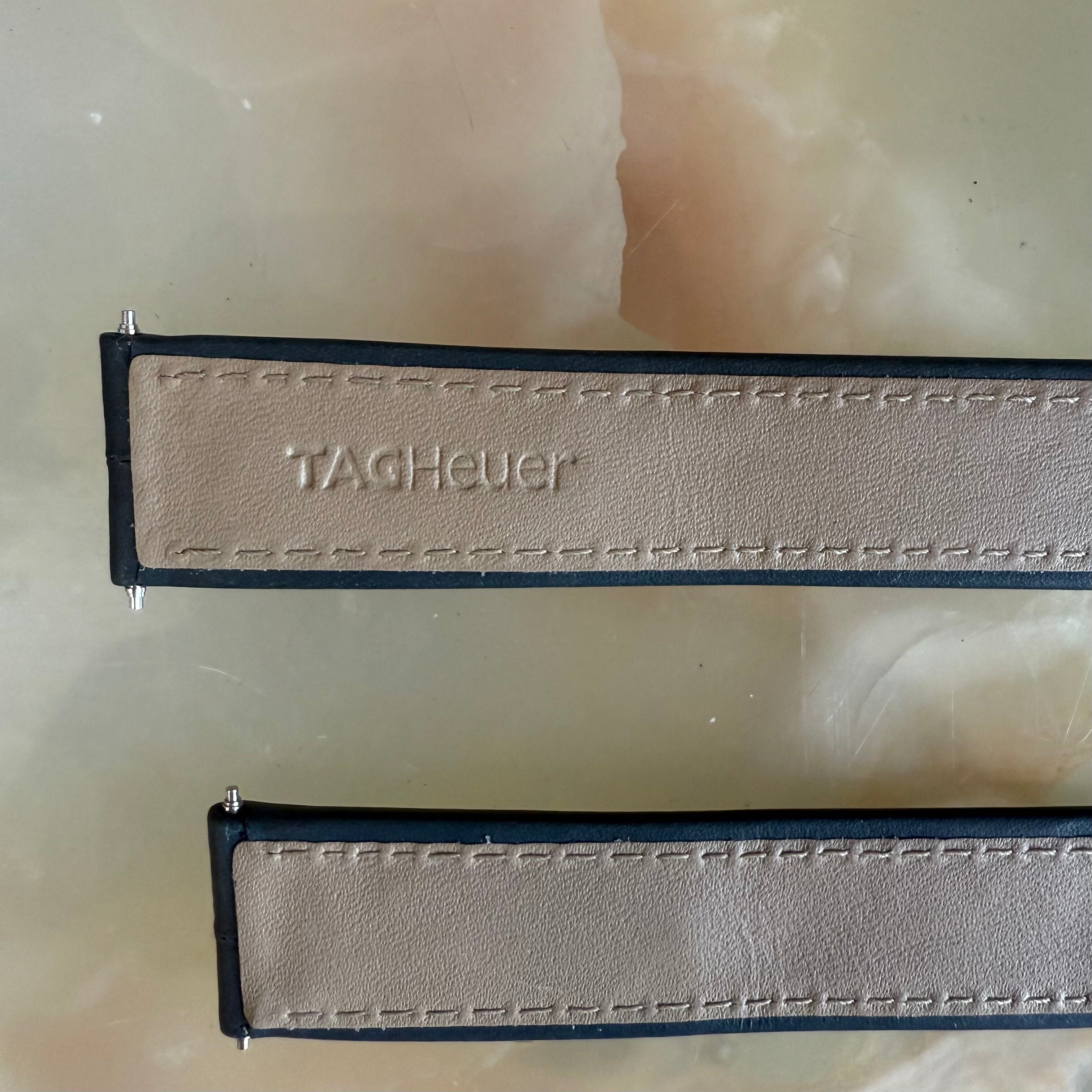 Authentic TAG Heuer Blue Leather Watch Strap Band 18mm  FC6019