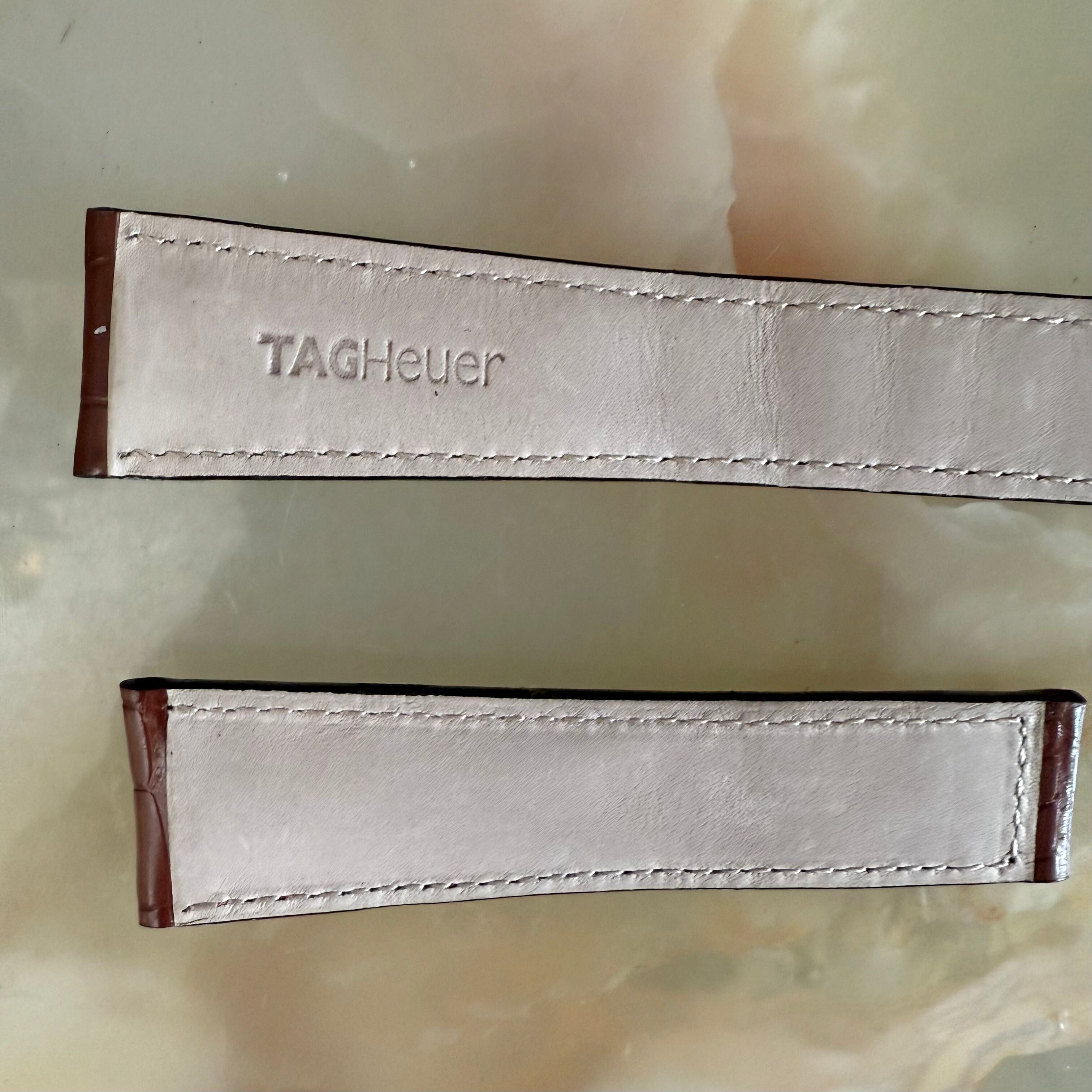 Authentic TAG Heuer Monaco Brown Crocodile Watch Strap Band 22mm FC6178