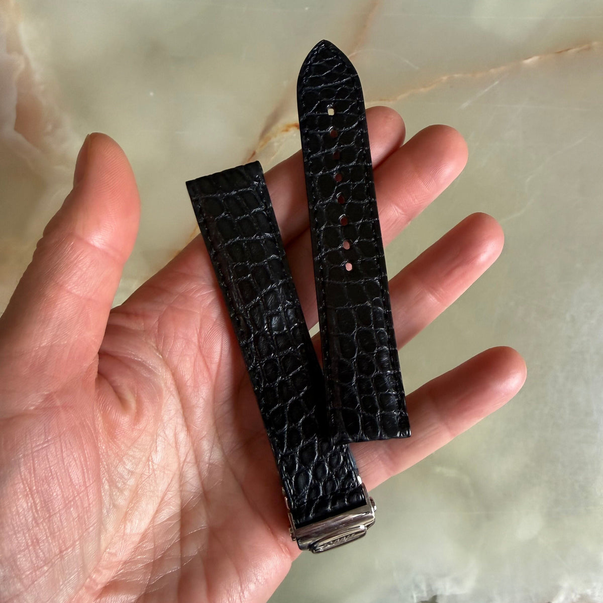 Authentic Tissot Black Alligator Watch Strap Band 20mm w Buckle