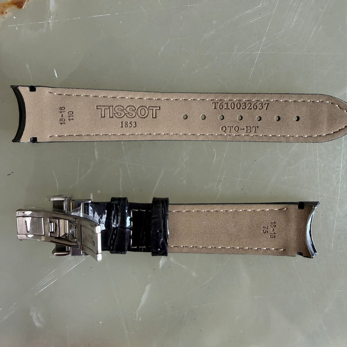 Authentic Tissot Black Leather Watch Strap Band 18mm w Buckle T610032637