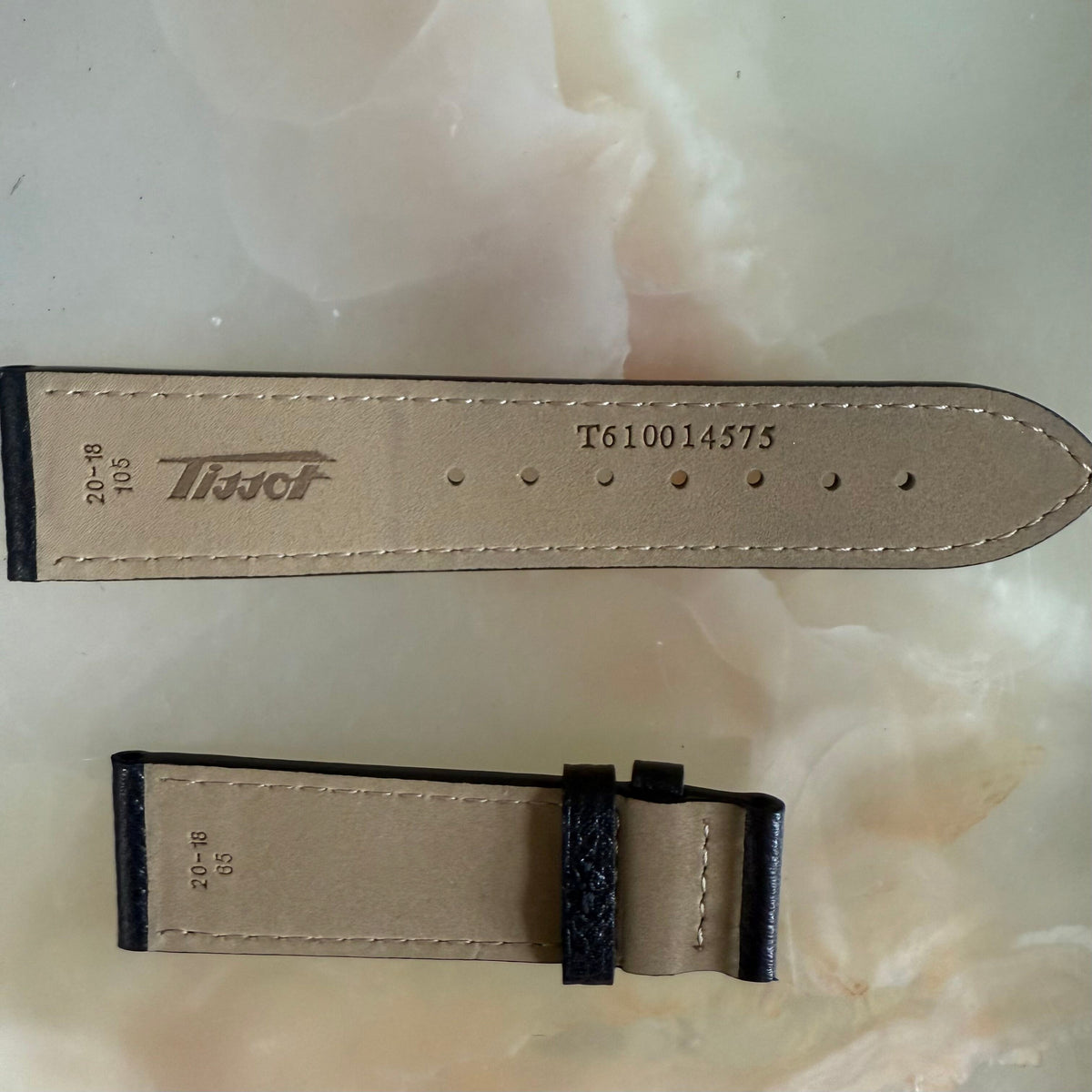 Authentic Tissot Black Leather Watch Strap Band 20mm T610014575