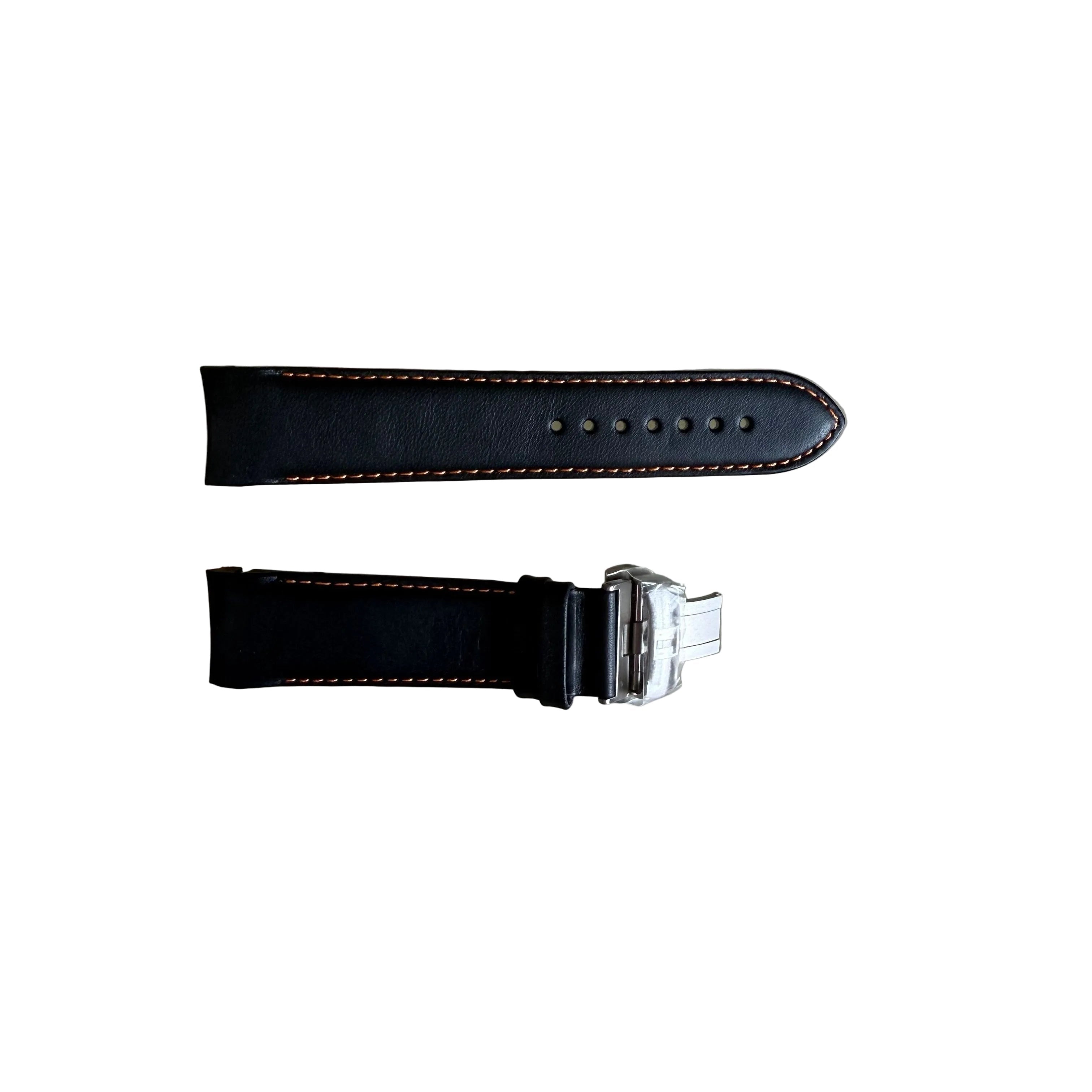Authentic Tissot Black Leather Watch Strap Band 22mm w Buckle