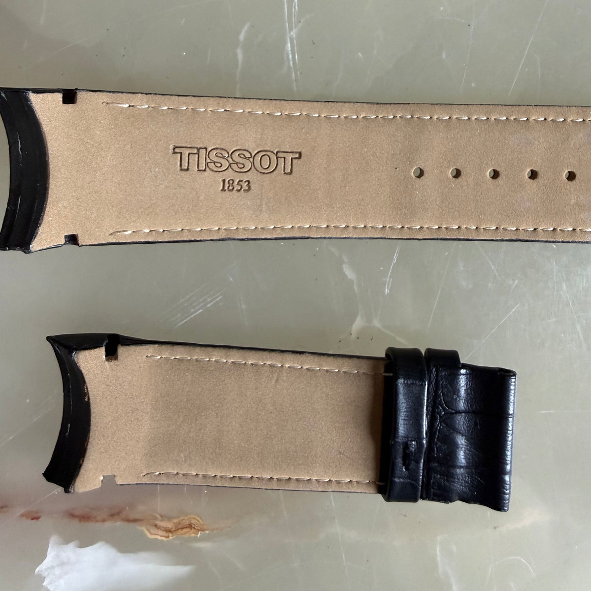 Authentic Tissot Black Leather Watch Strap Band 24mm