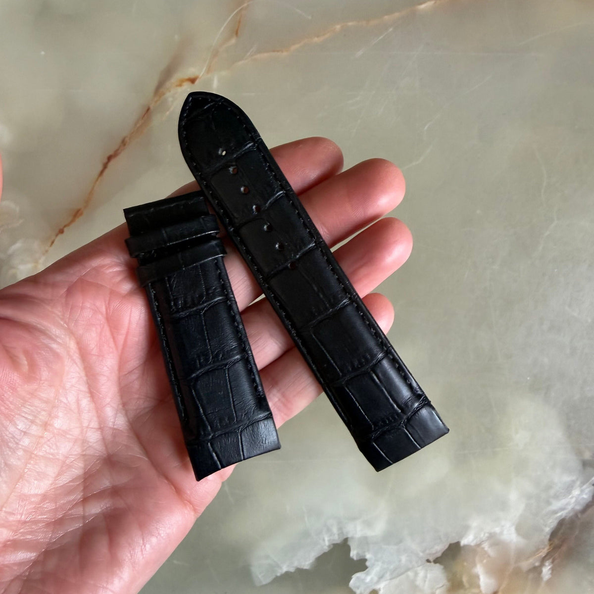 Authentic Tissot Black Leather Watch Strap Band 24mm