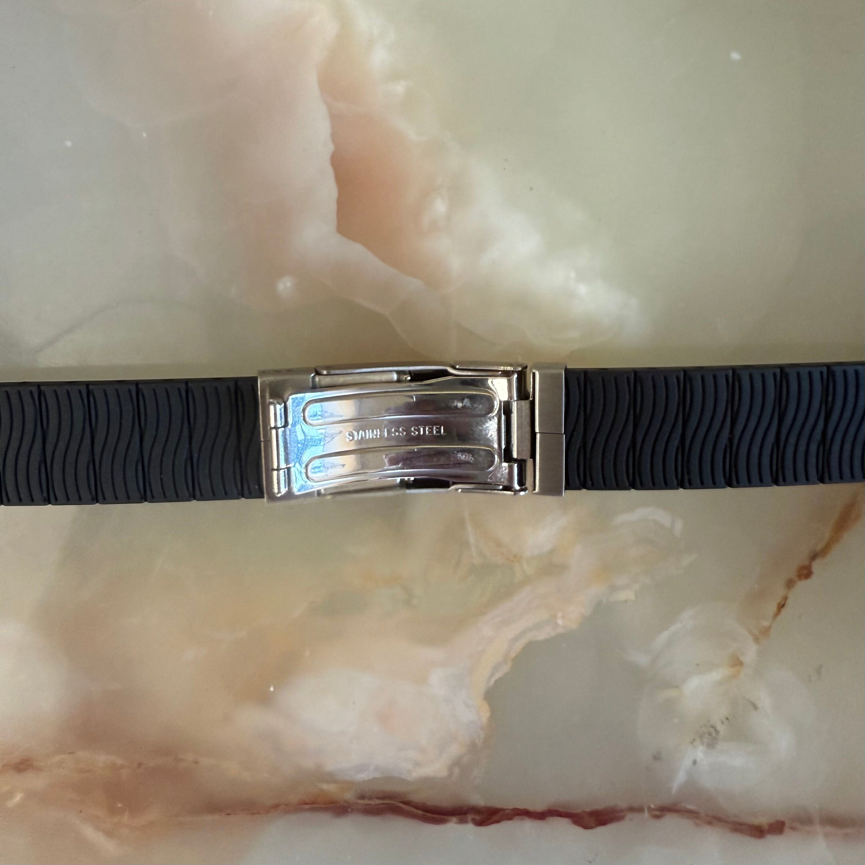 Authentic Tissot Black Rubber Watch Strap Band 19mm w Deployant Buckle