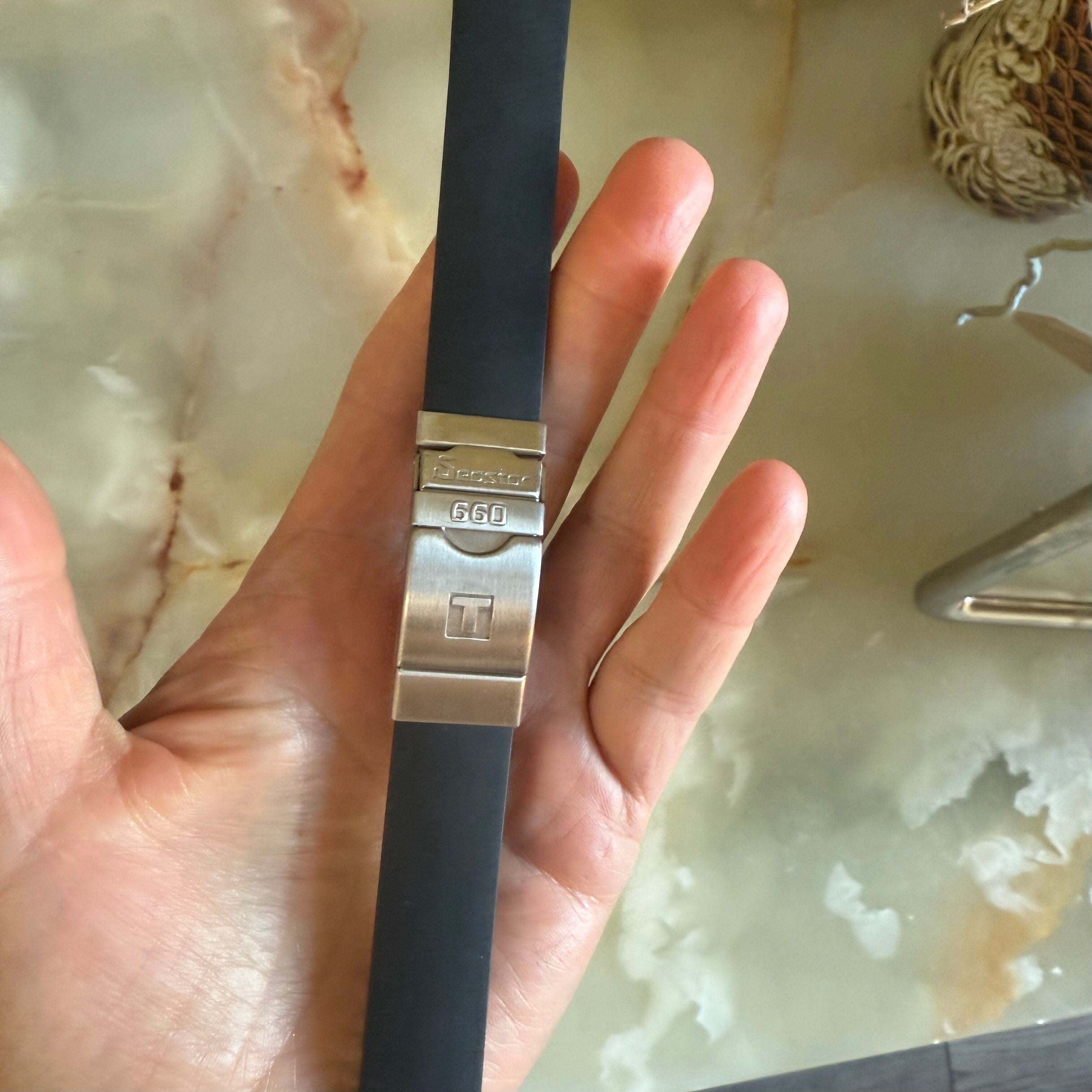 Authentic Tissot Black Rubber Watch Strap Band 19mm w Deployant Buckle