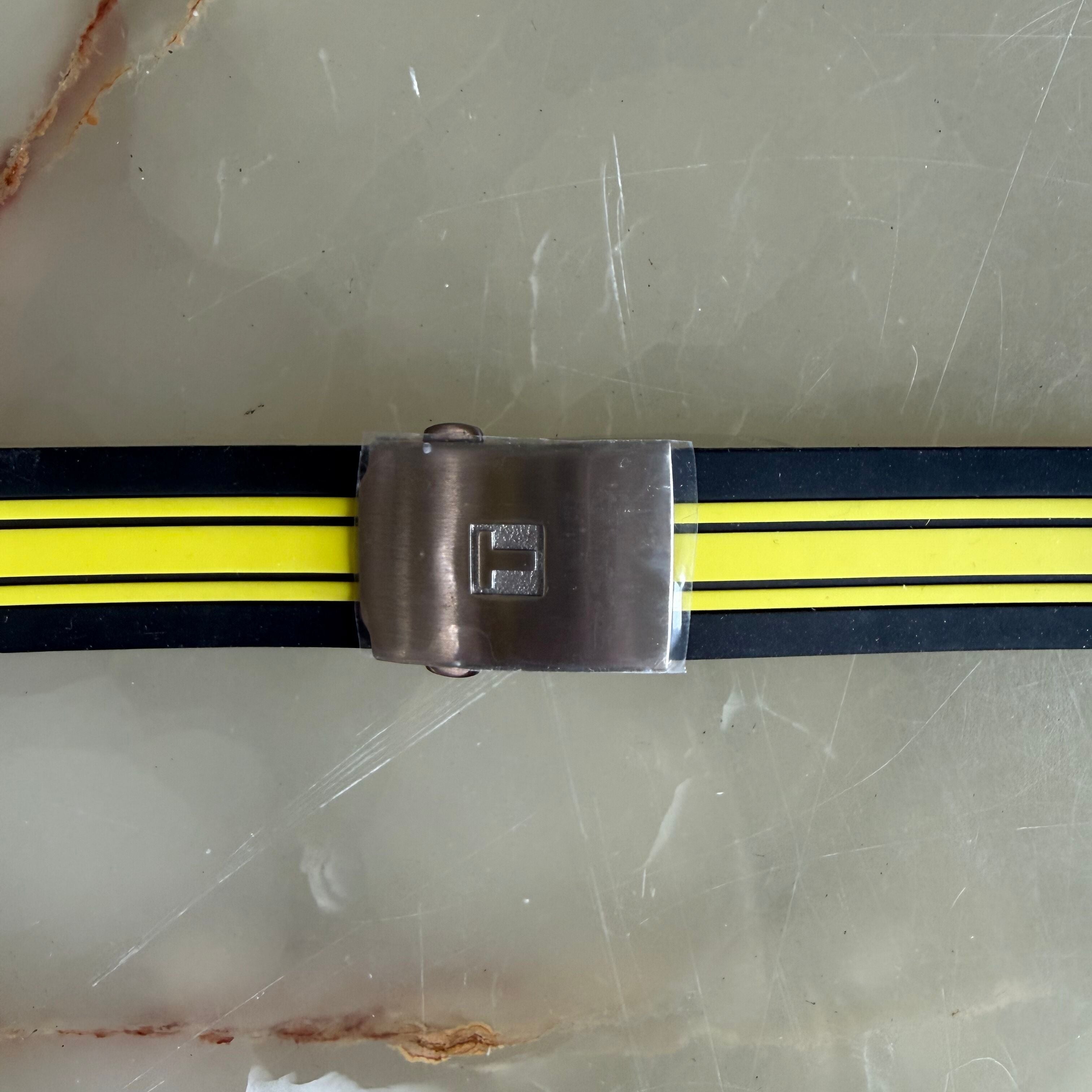 Authentic Tissot Black & Yellow Rubber Watch Strap Band 21mm w Buckle T048417ABH