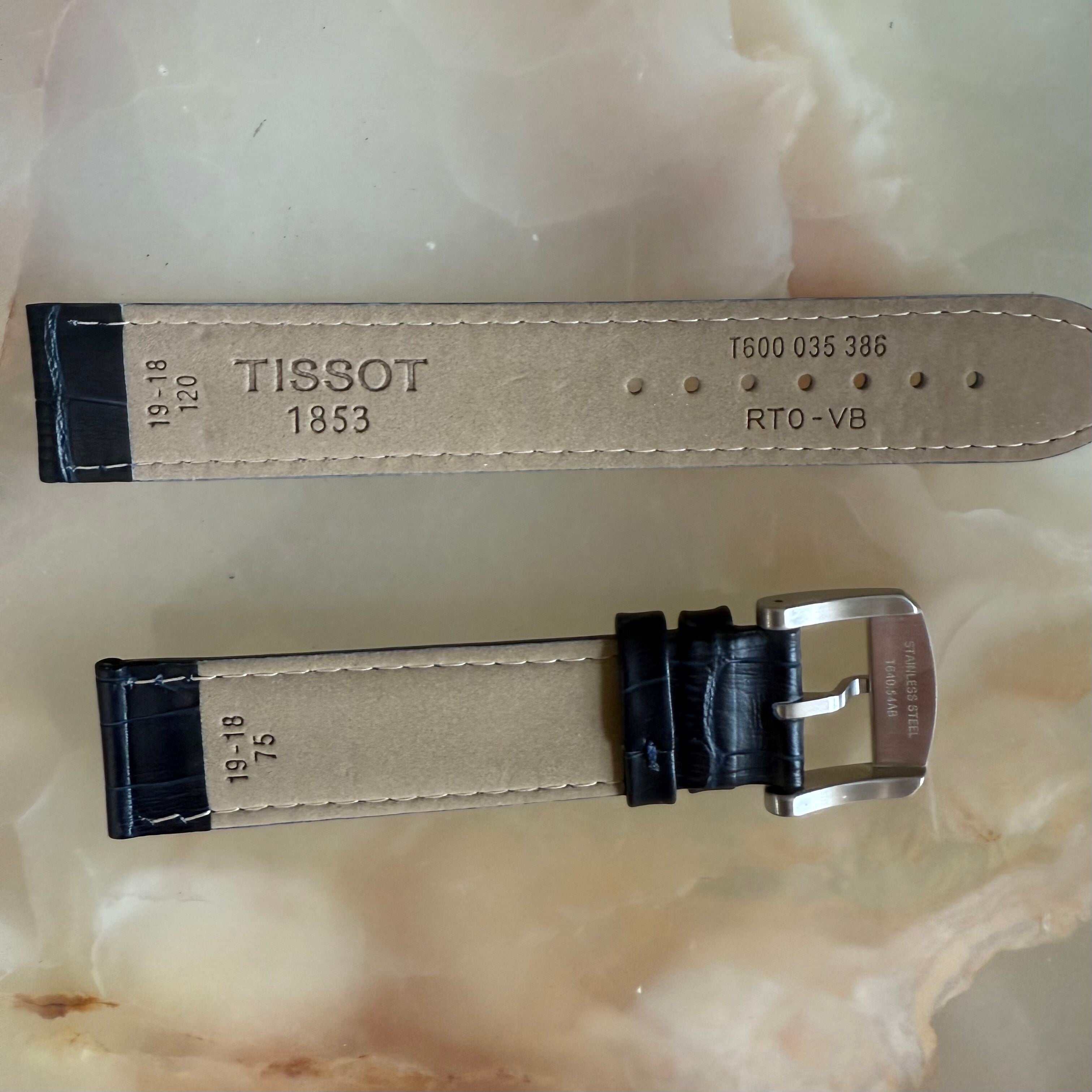 Authentic Tissot Blue Alligator Watch Strap Band 19mm w Buckle T600035386