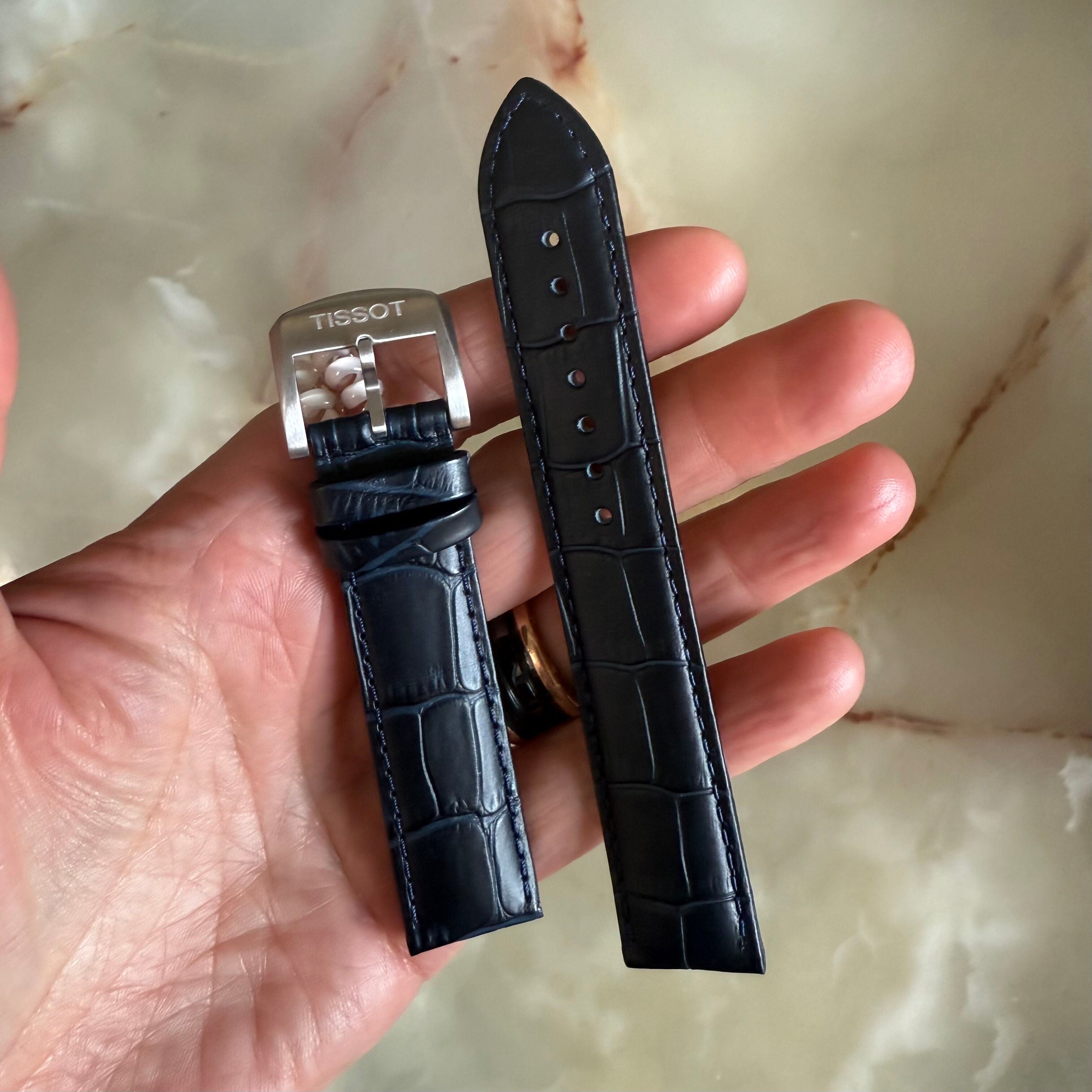Authentic Tissot Blue Alligator Watch Strap Band 19mm w Buckle T600035386
