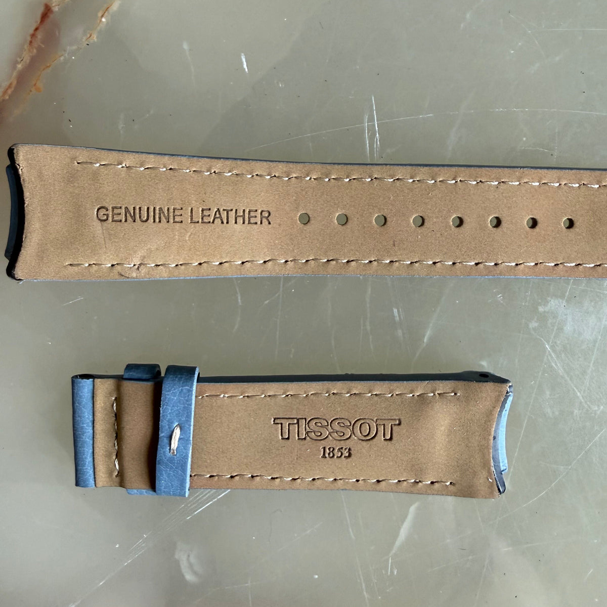 Authentic Tissot Blue Leather Watch Strap Band 20mm